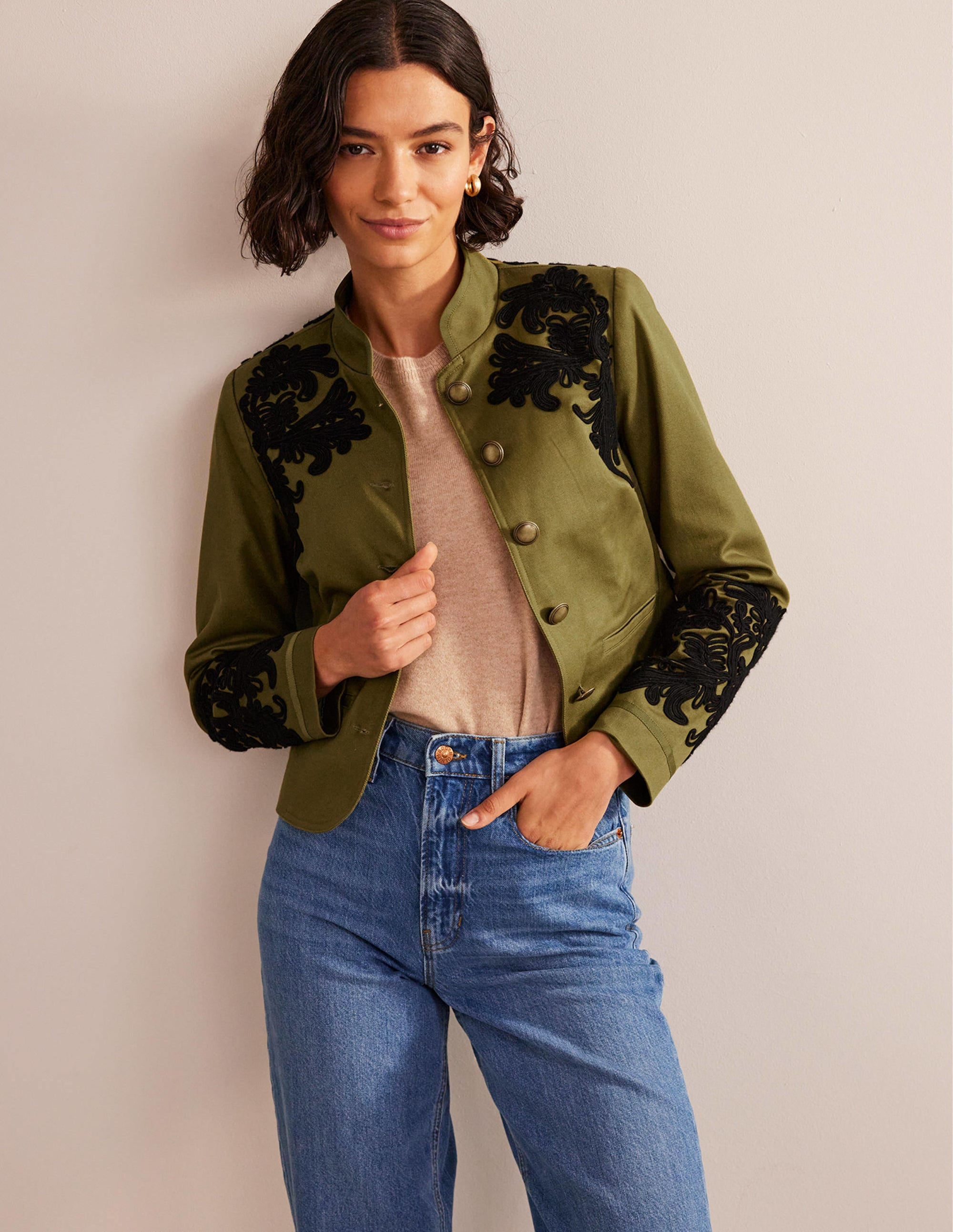 Warwick Bestickte Jacke-Olivgrün - Image 1