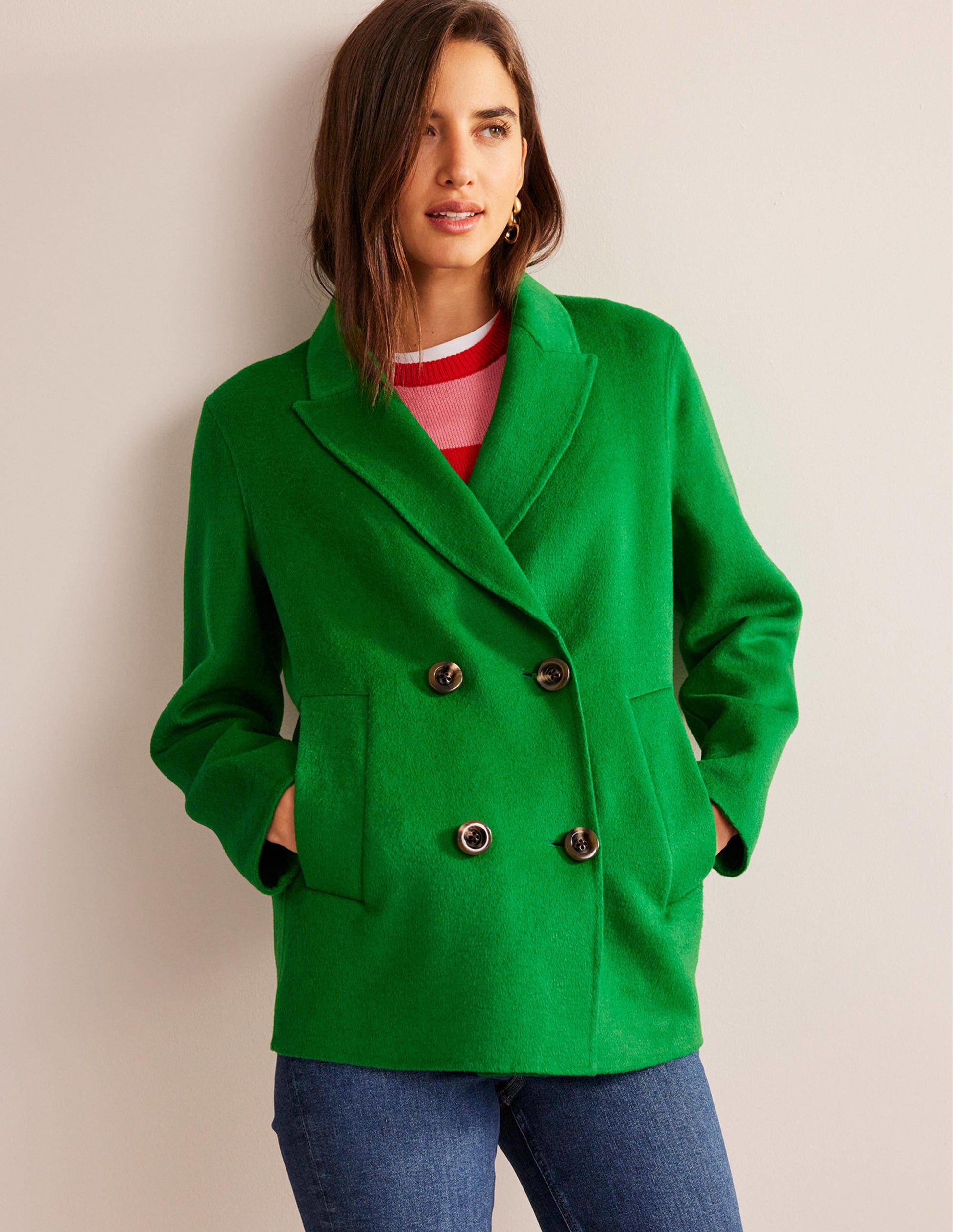 Cabanjacke aus Wollmischung-Highland-Grün-4
