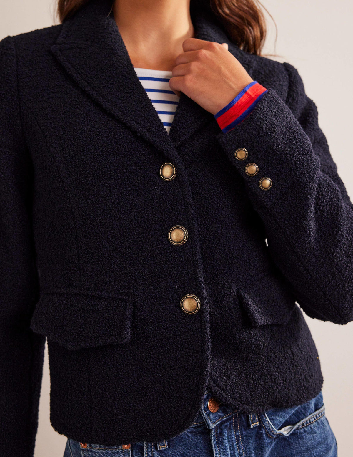 Ely Strukturierte Jacke-Marineblau - Image 2