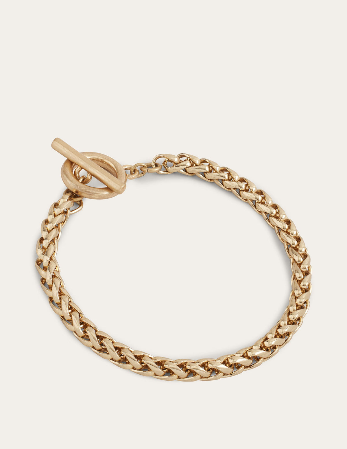 T Ring Clasp Chain Bracelet-Gold - Image 2