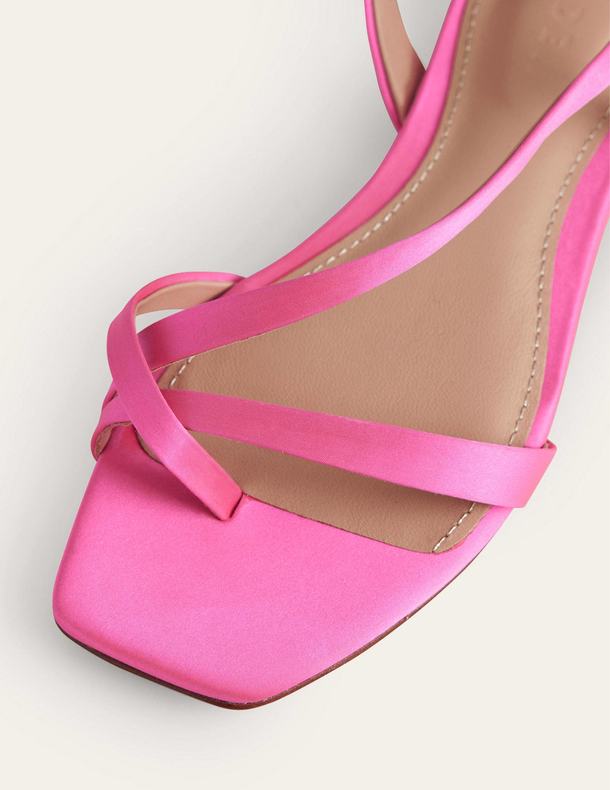 Flache Satin-Sandalen mit Zehenschlaufe-Festivalrosa, Satin - Image 5