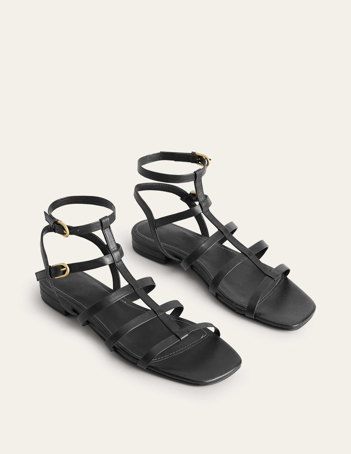 Sandales gladiateur en cuir-Noir - Image 3