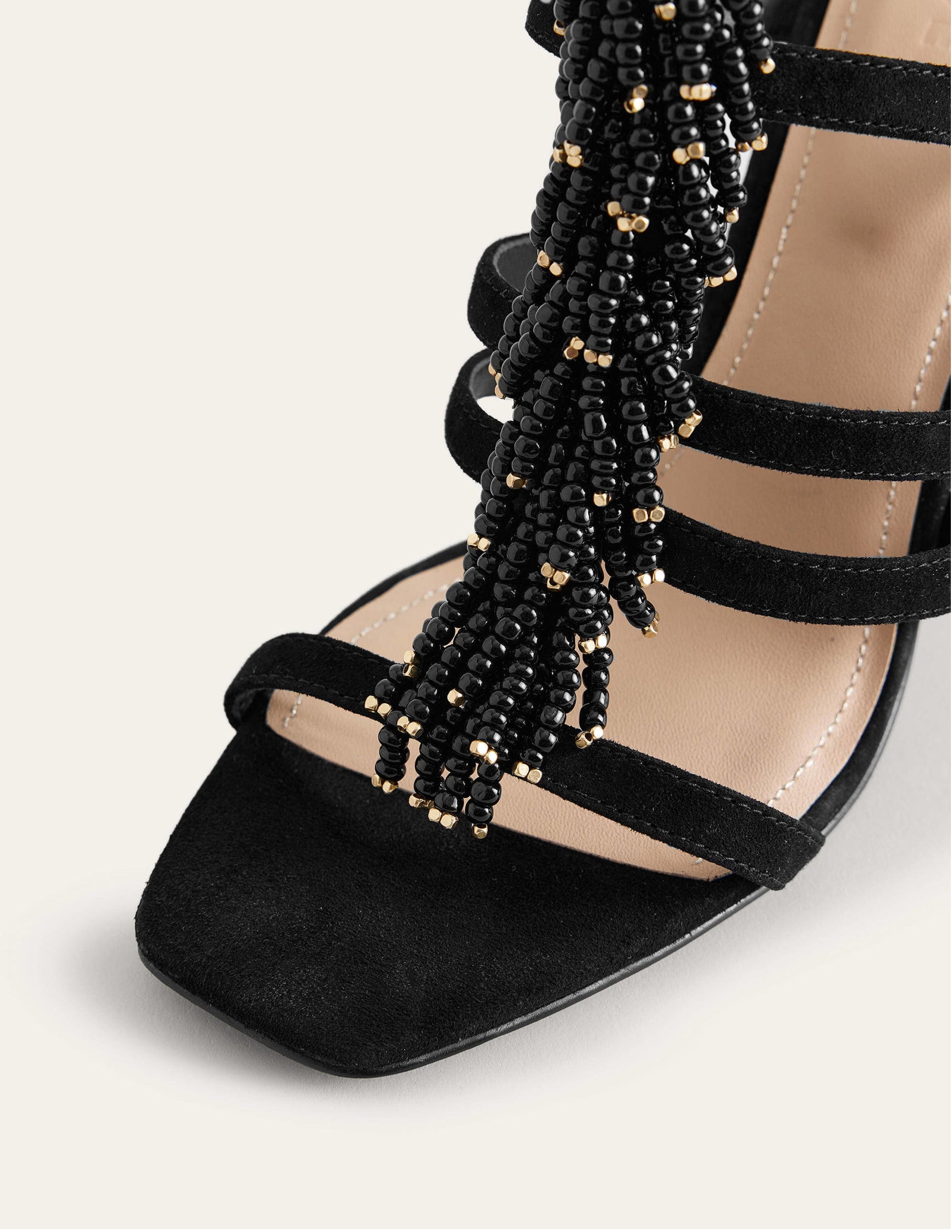 Beaded Heeled Sandals-Black-5