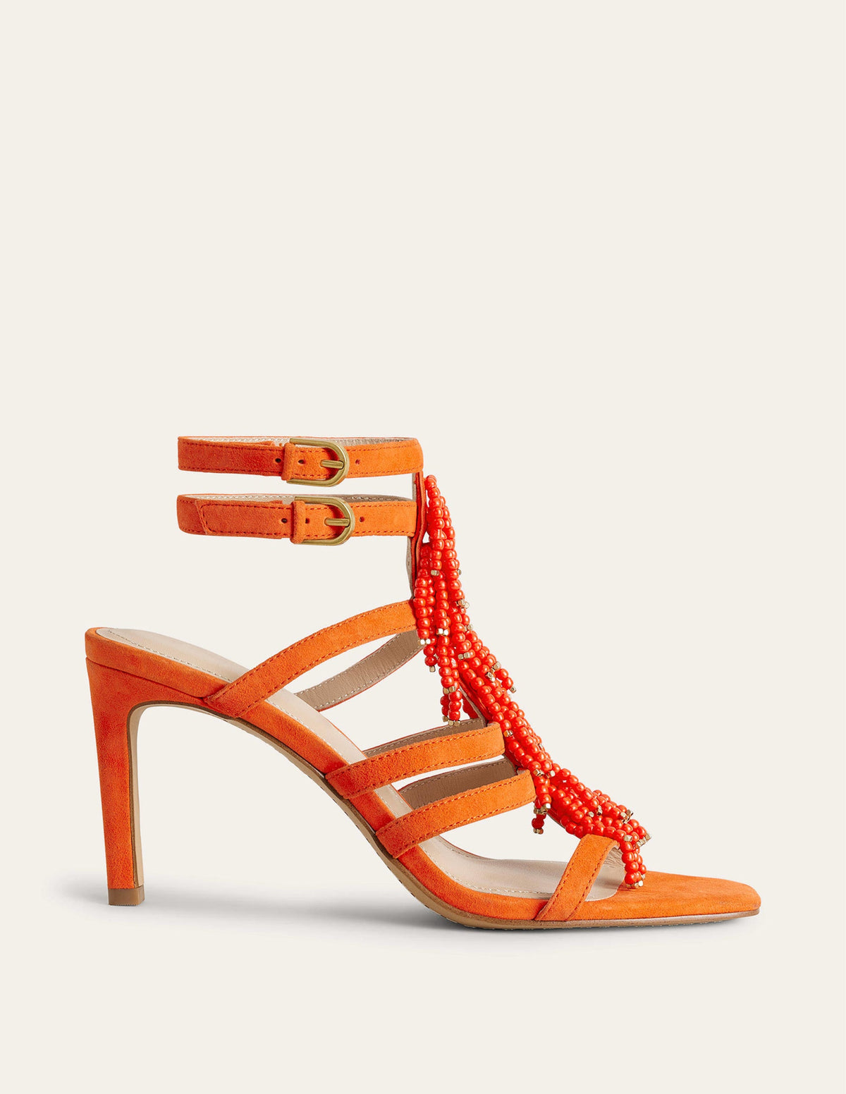 Absatzsandalen mit Perlen-Blutorange - Image 3