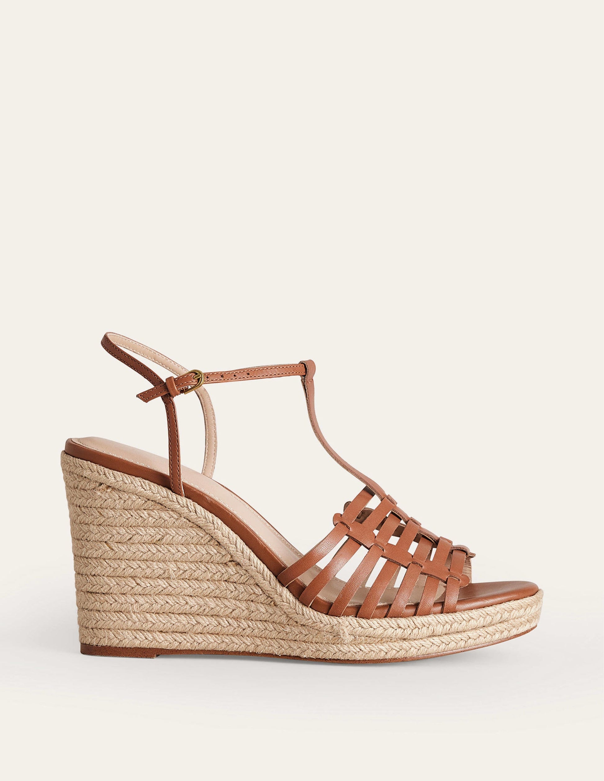 Riemchen-Espadrilles mit Keilabsatz-Hellbraun-3