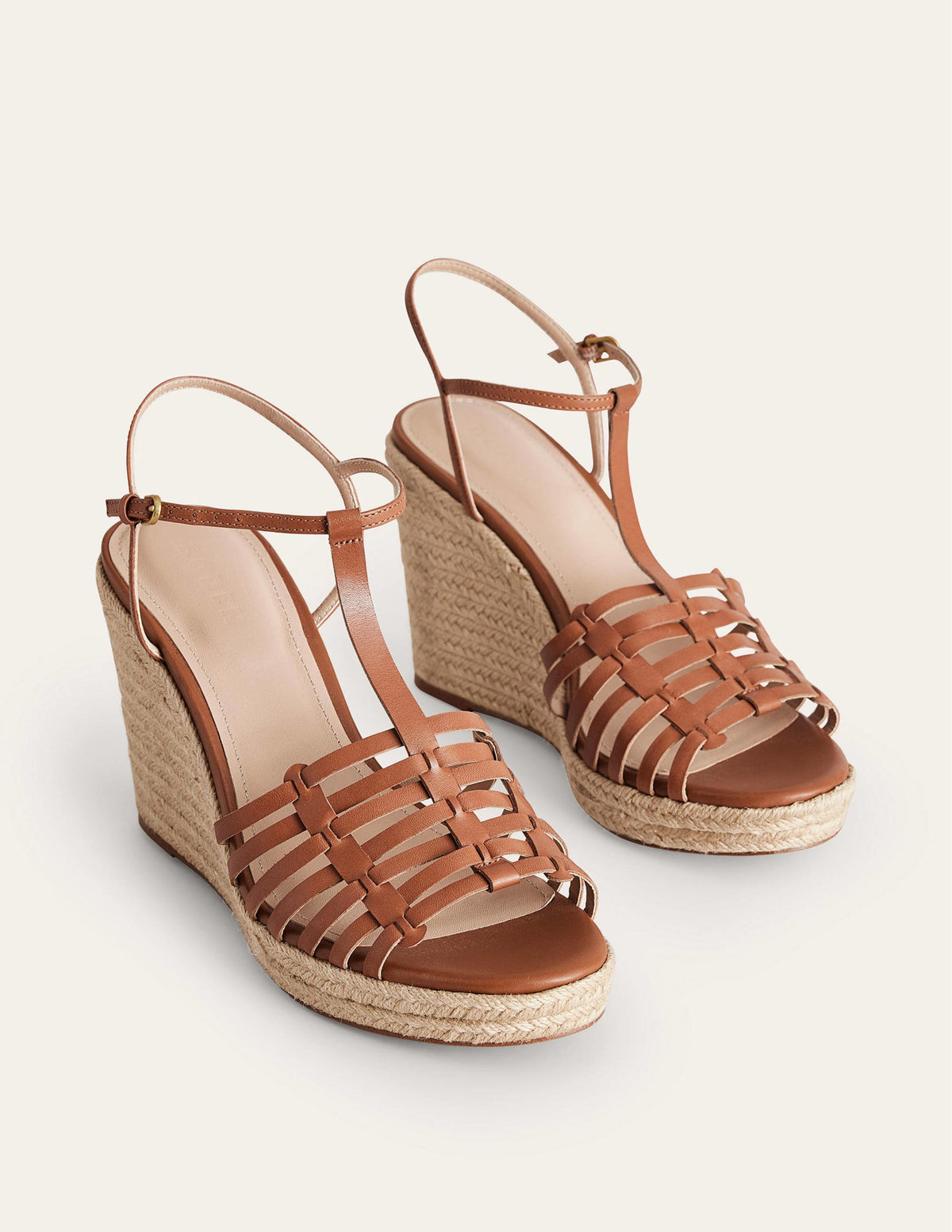 Riemchen-Espadrilles mit Keilabsatz-Hellbraun - Image 4