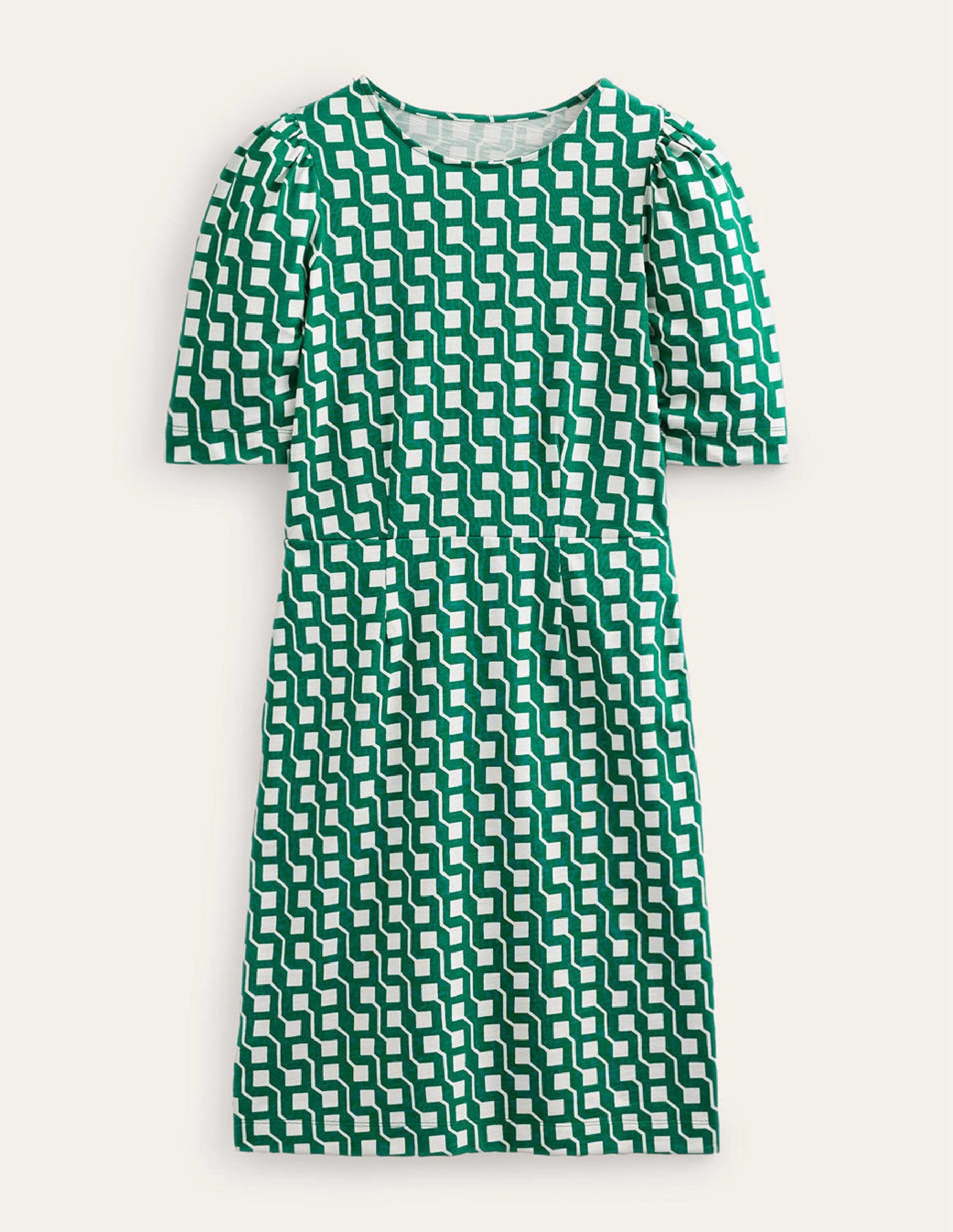 Jerseykleid mit Rundhalsausschnitt-Leuchtendes Smaragdgrün, Cube Geo-8