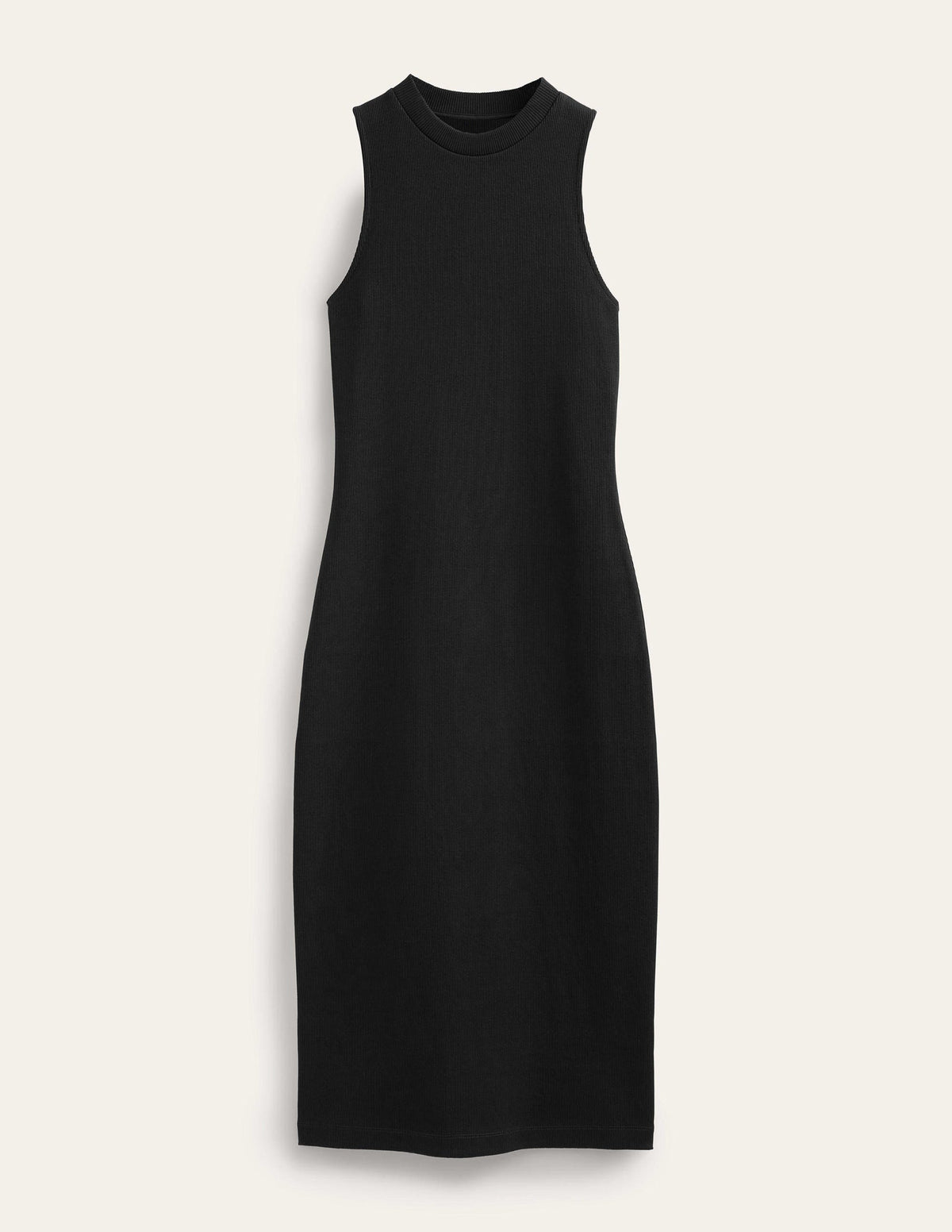 Rippstrick-Midikleid aus Jersey mit Racer-Ausschnitt-Schwarz - Image 5