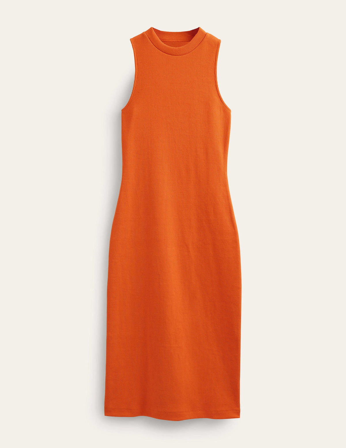 Rippstrick-Midikleid aus Jersey mit Racer-Ausschnitt-Kumquatorange - Image 5