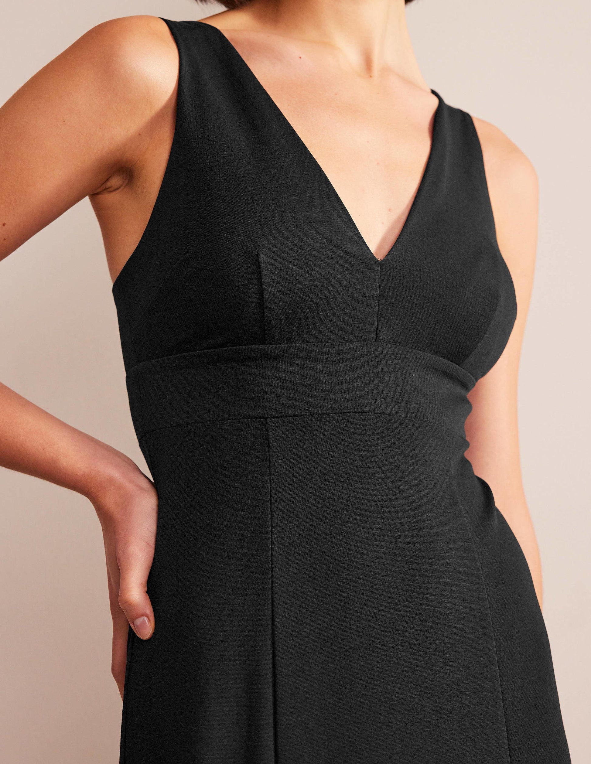 Jersey-Midikleid mit Rückenträgern-Schwarz-2