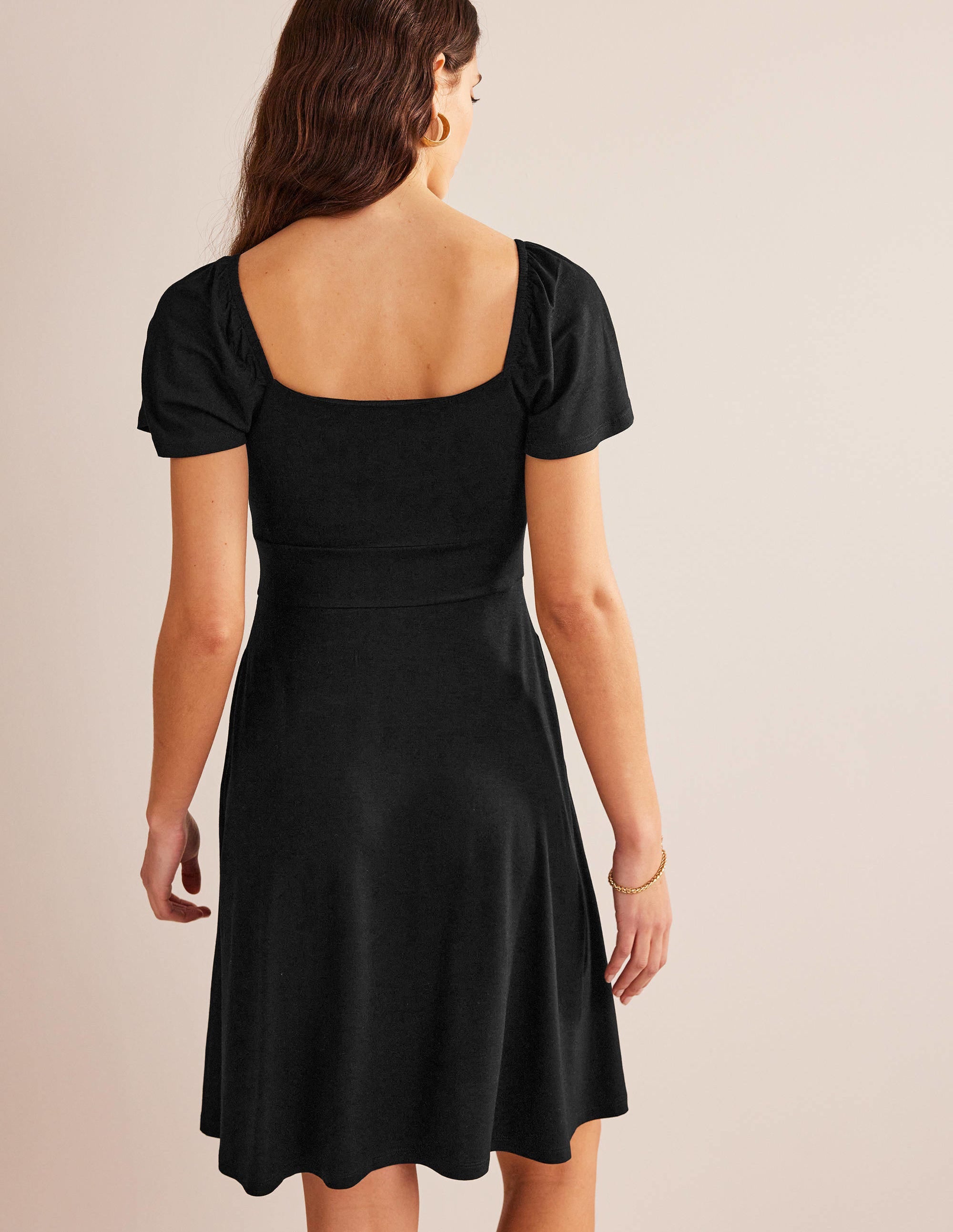 Mini-robe col carré en jersey-Noir - Image 3