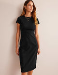 Robe colonne longueur midi en jersey-Noir