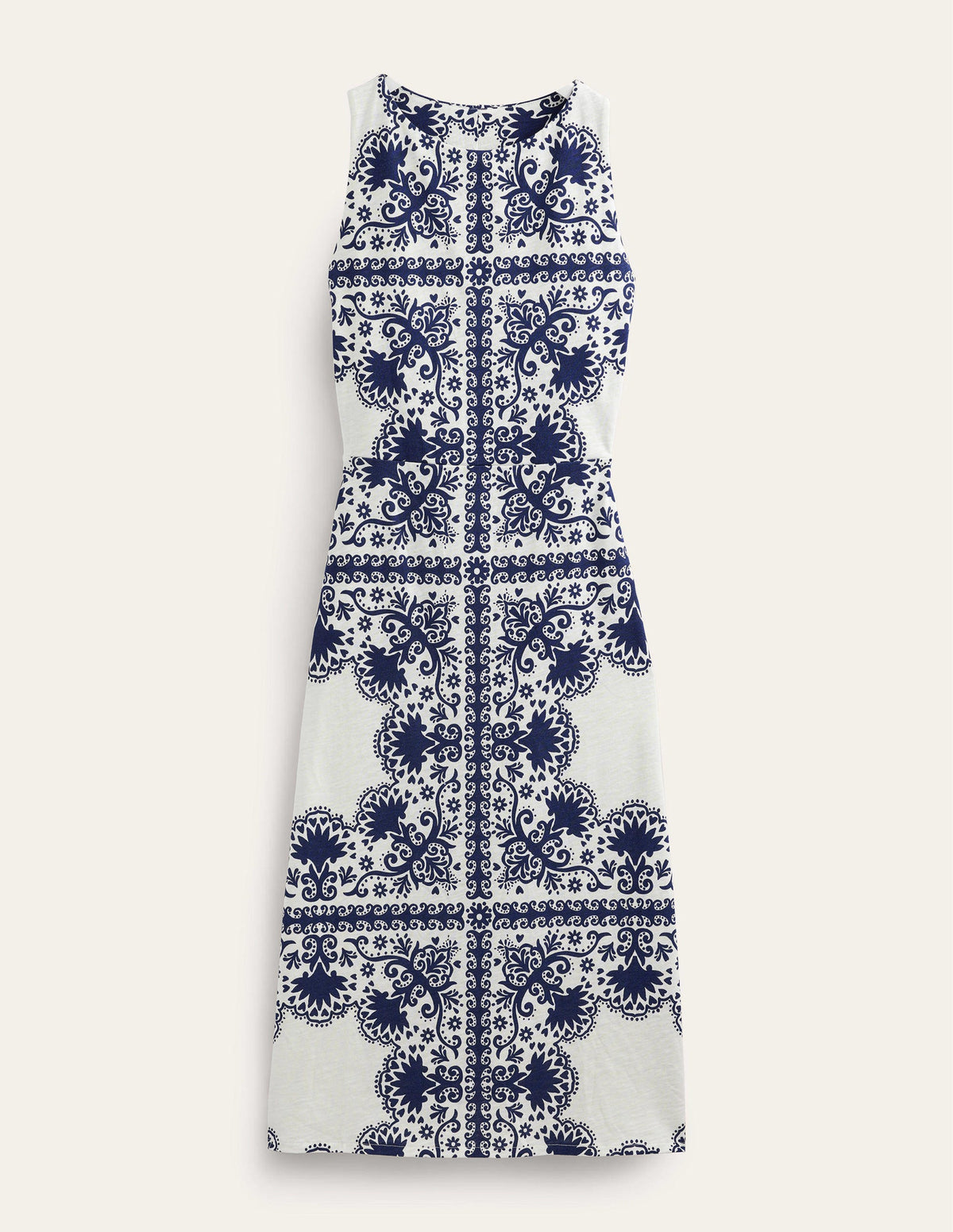 Jersey-Midikleid mit Stoffbahnen-Marineblau, Blumenmuster - Image 5
