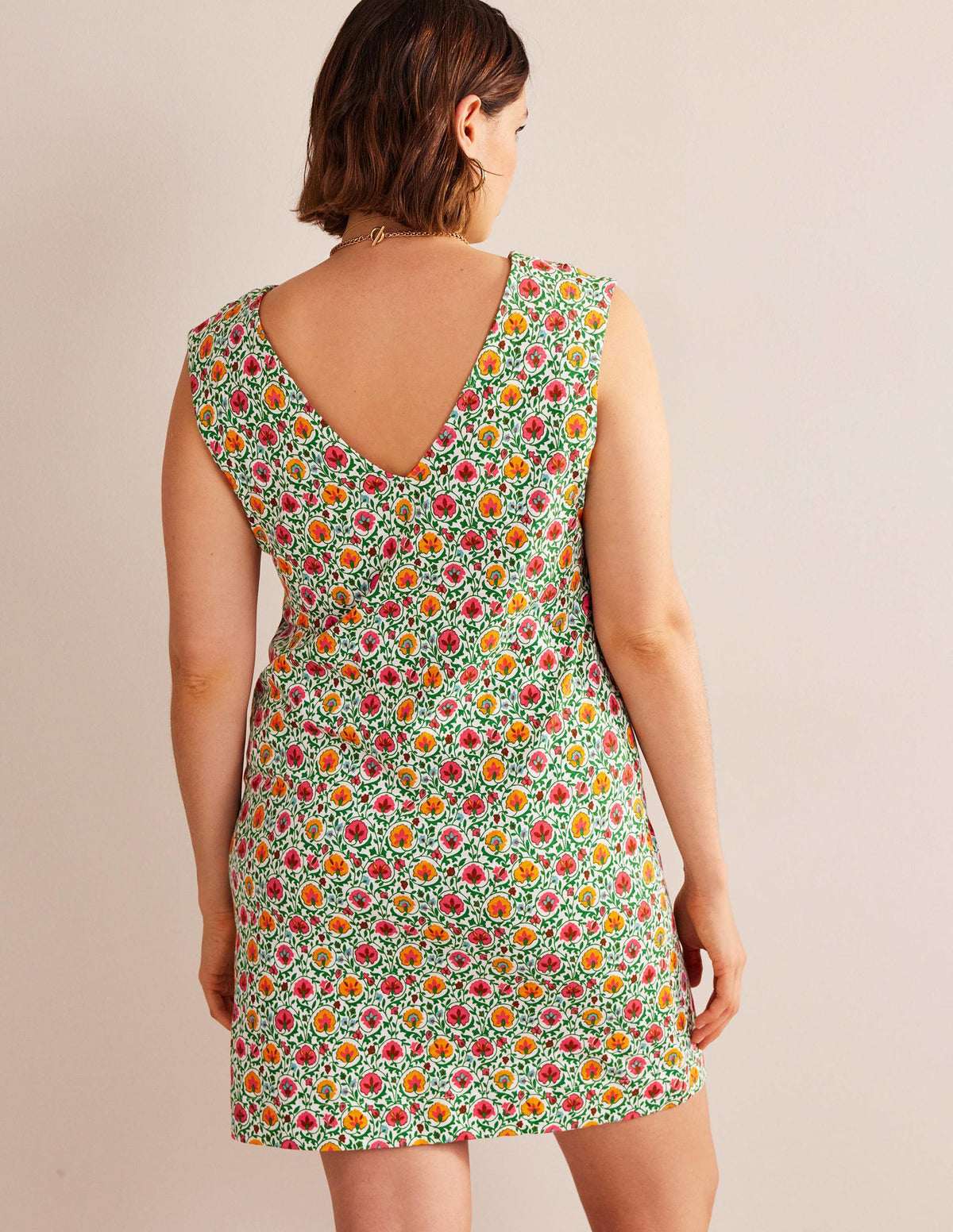 Robe fourreau sans manches en jersey-Vert, motif Enchanting Bloom-6