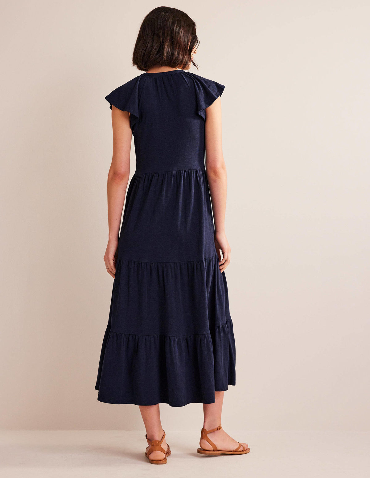 Gestuftes Jersey-Midikleid-Marineblau - Image 3