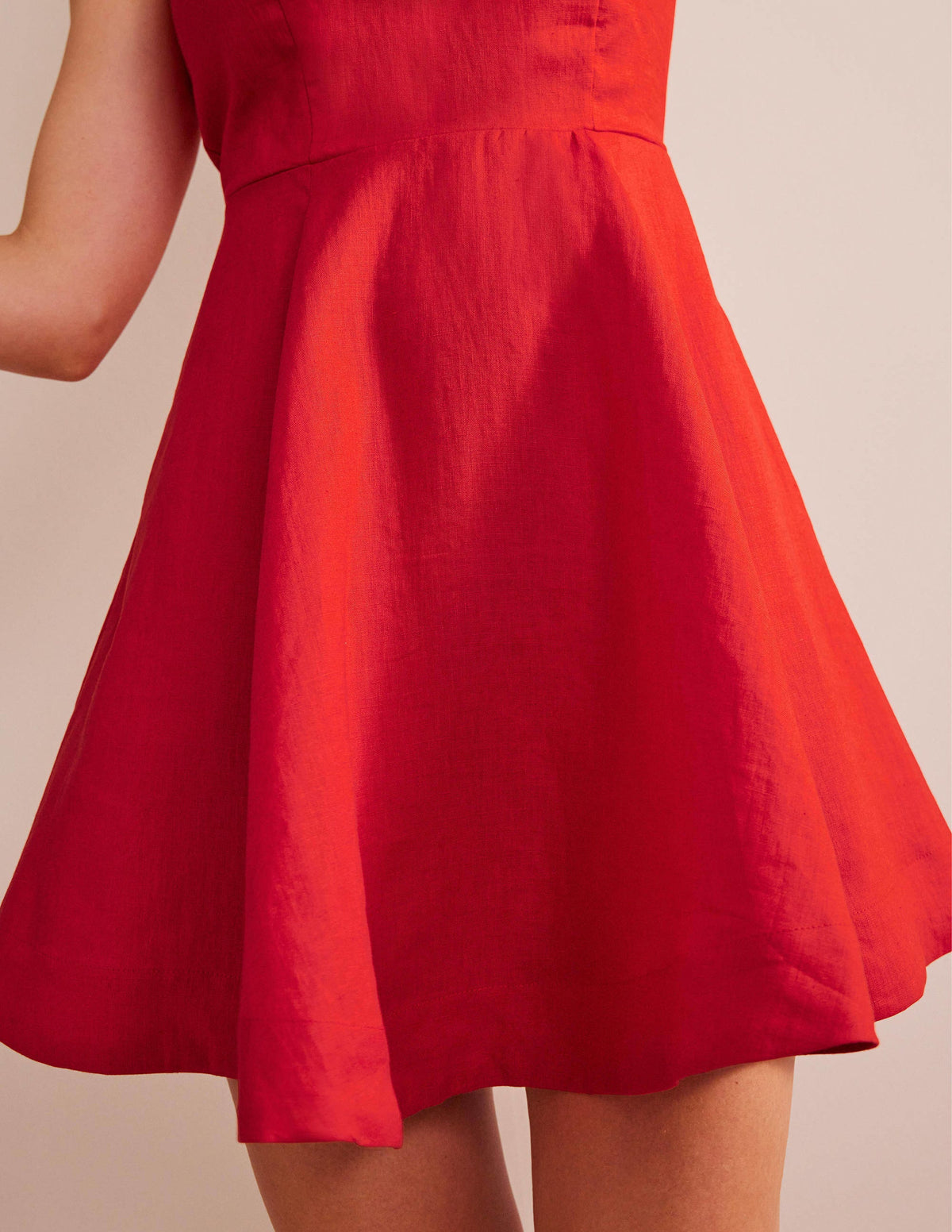 Ausgestelltes Minikleid aus Leinen-Zinnoberrot - Image 2