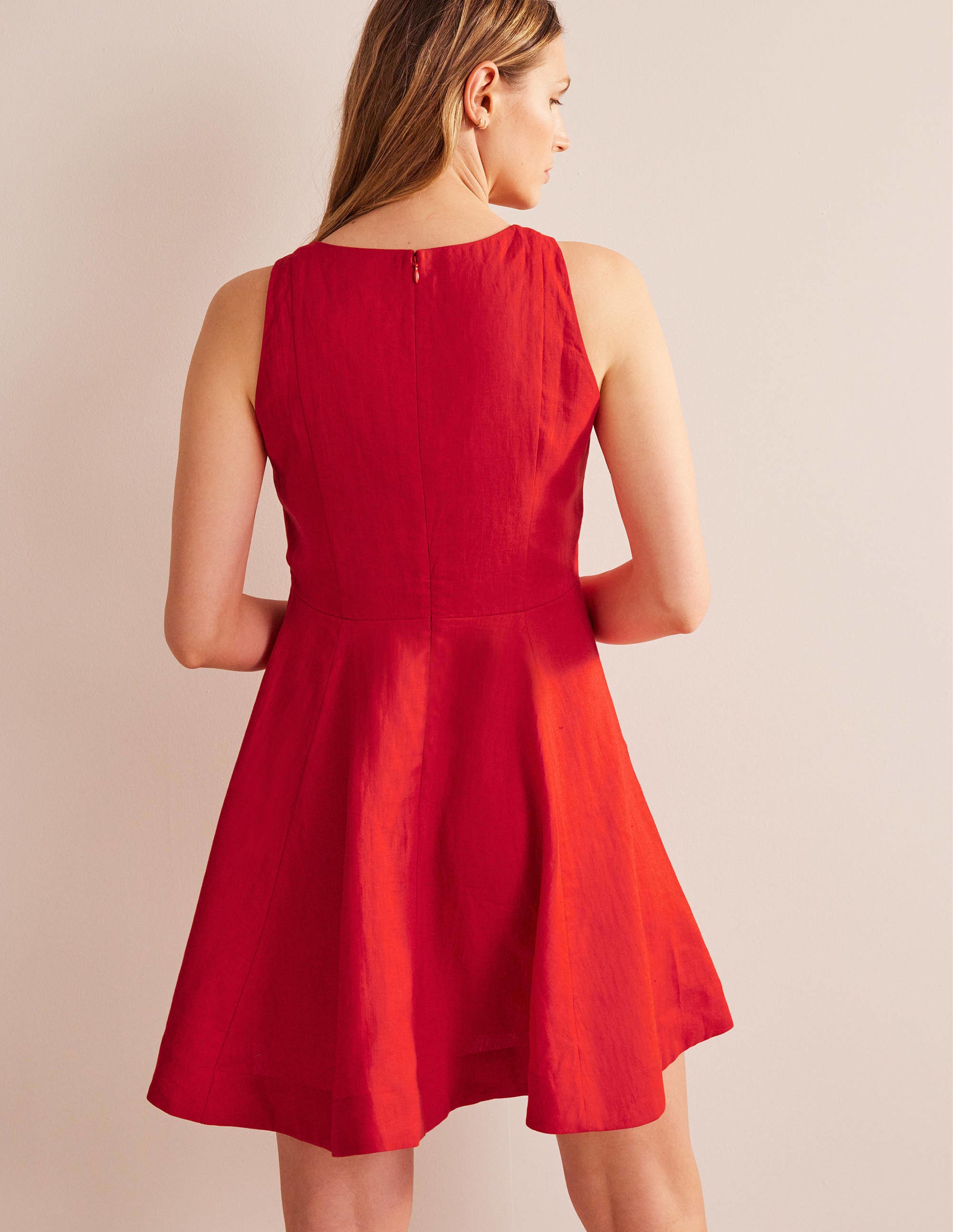 Ausgestelltes Minikleid aus Leinen-Zinnoberrot - Image 3