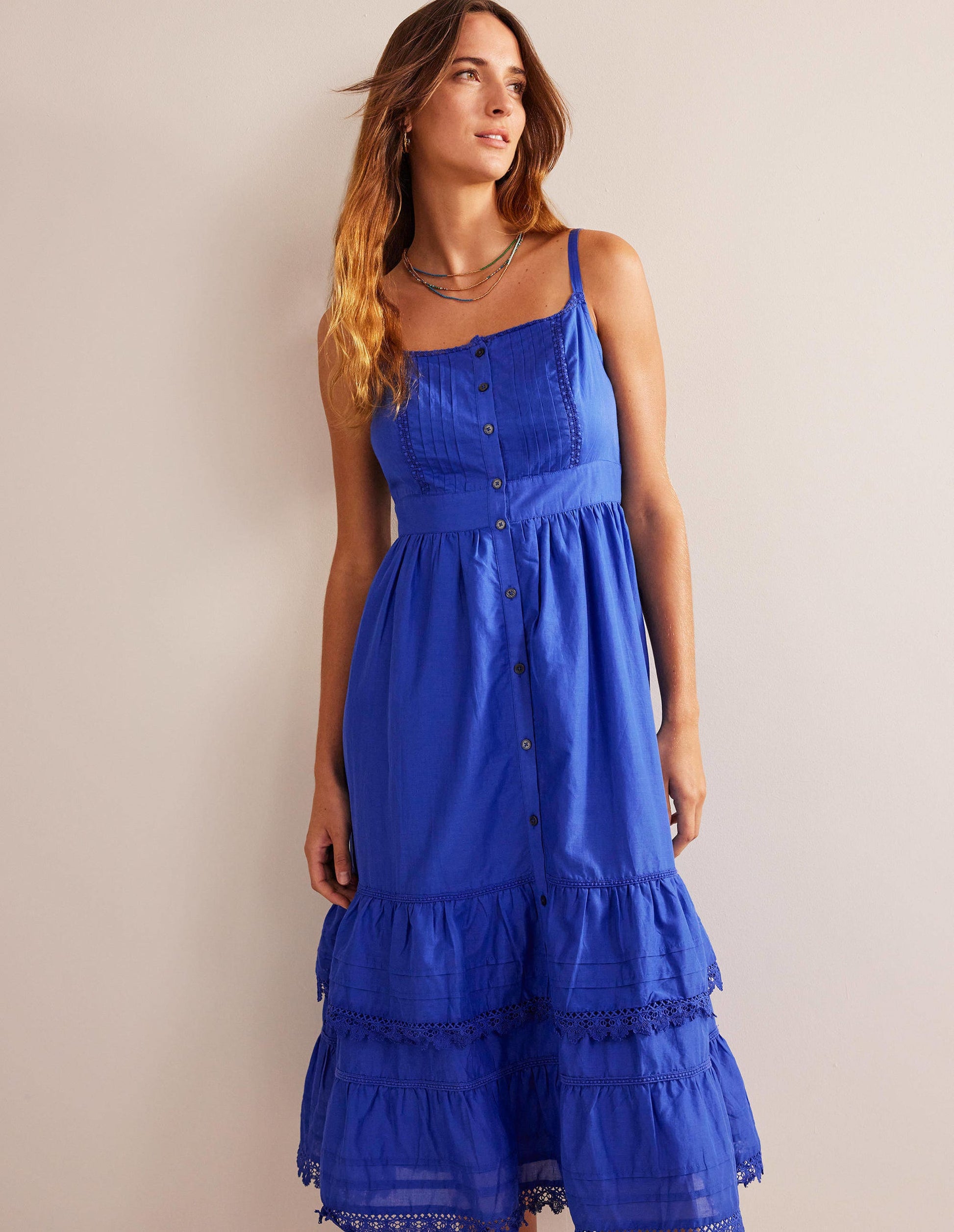 Gestuftes Midikleid-Saphirblau-5