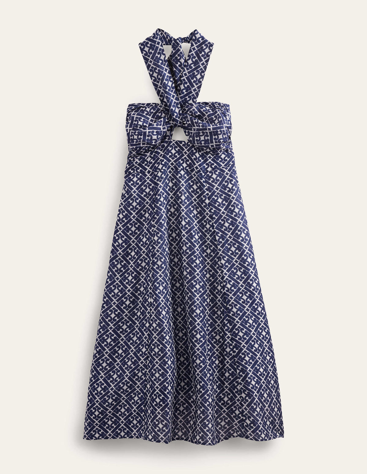 Neckholder-Midikleid mit Cut-out-Berliner Blau, Geometrisches Muster-6