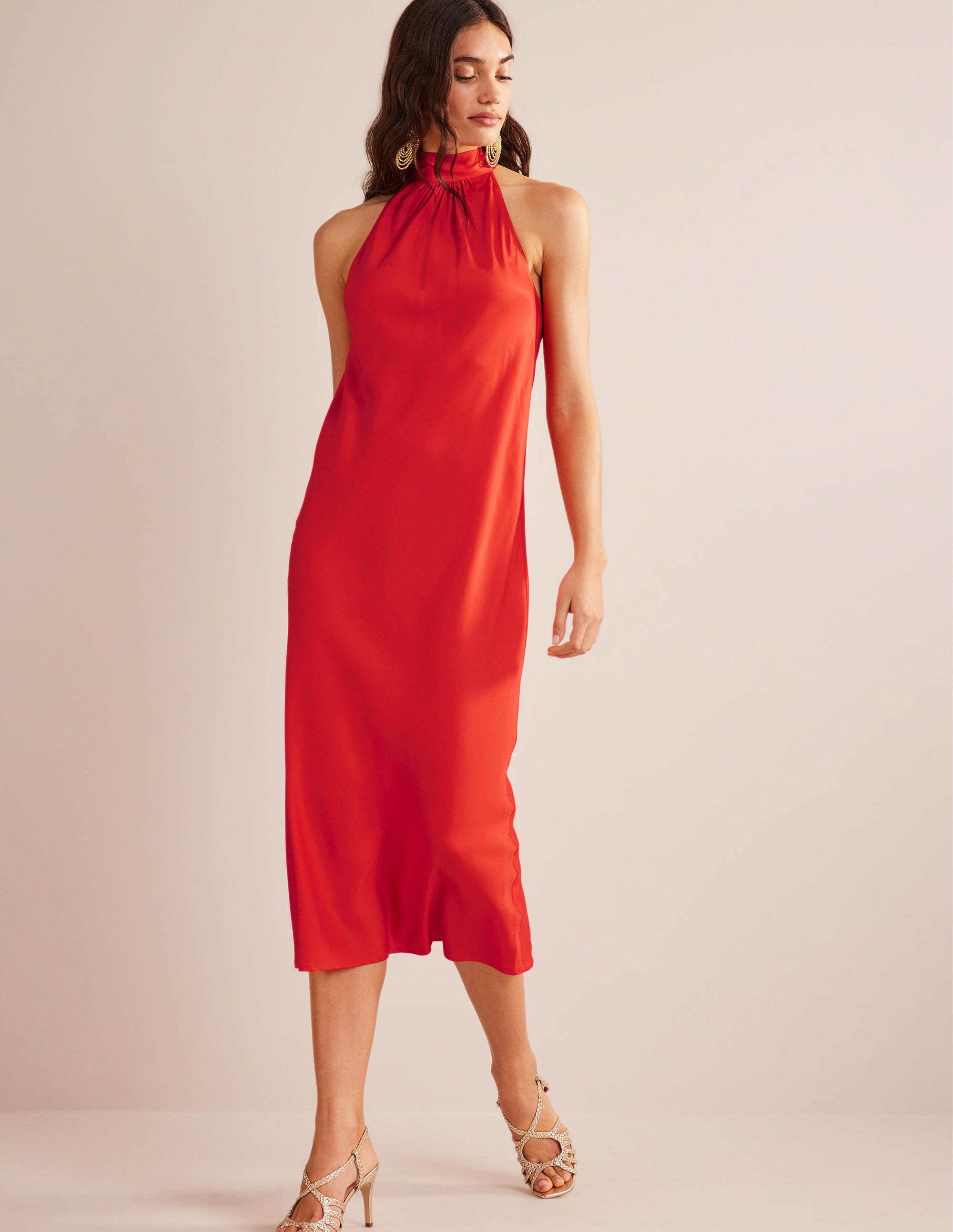 Midikleid zum Hineinschlüpfen mit Rückenschleife-Cherrytomatenrot - Image 1