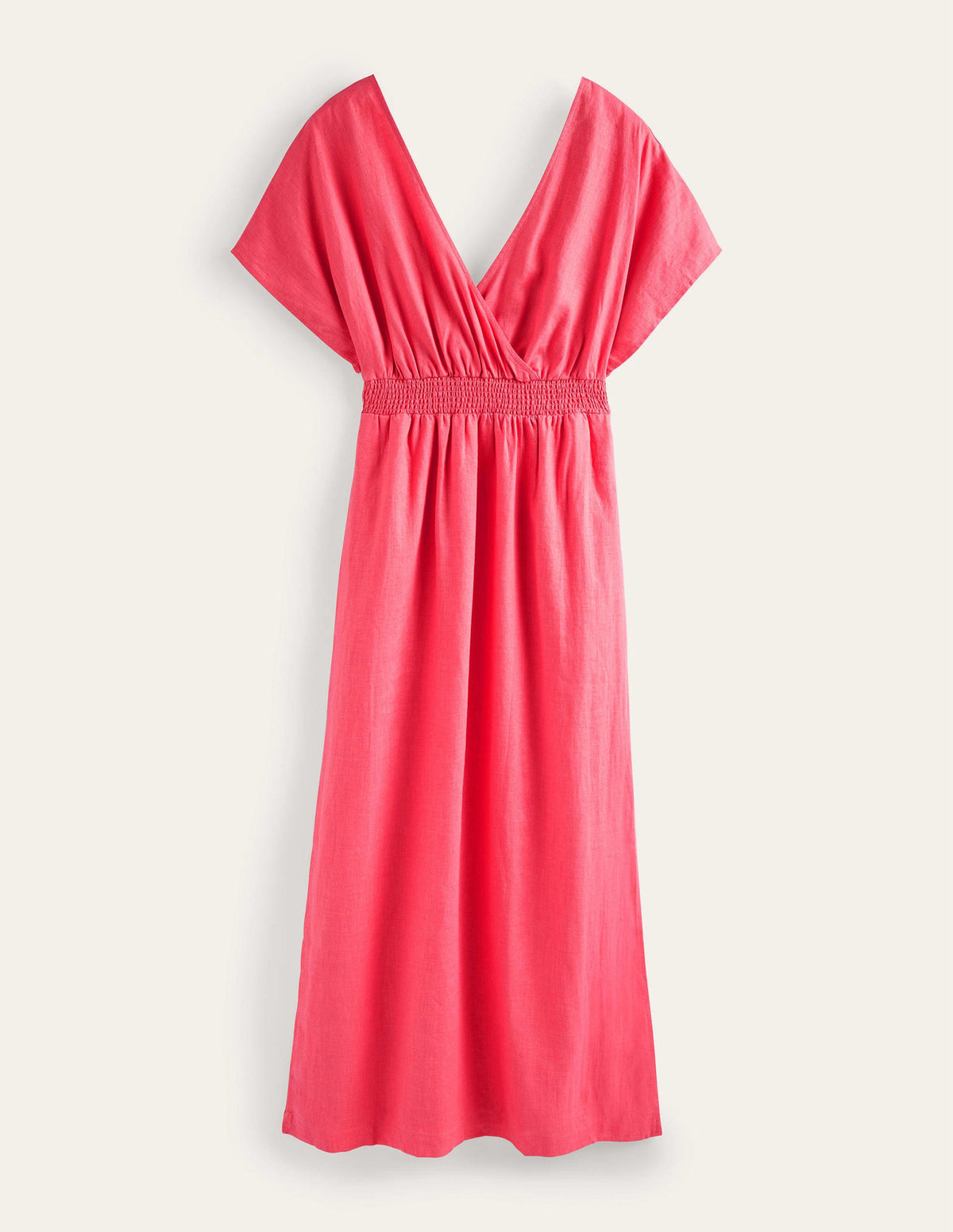 Robe longue en lin façon caftan-Coucher de soleil corail-7