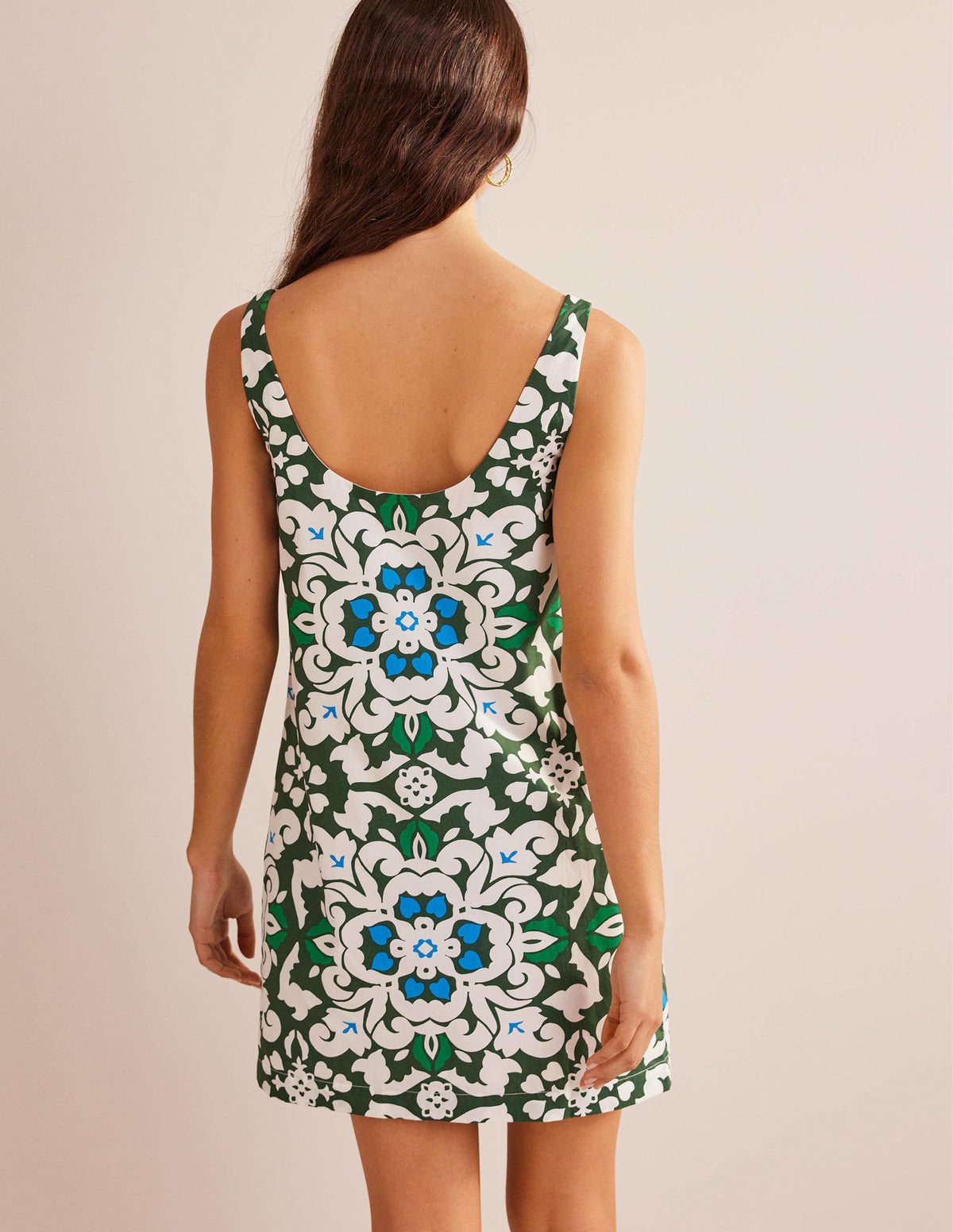 Scoop Neck Shift Dress-Trekking Green, Opulent Pome-3