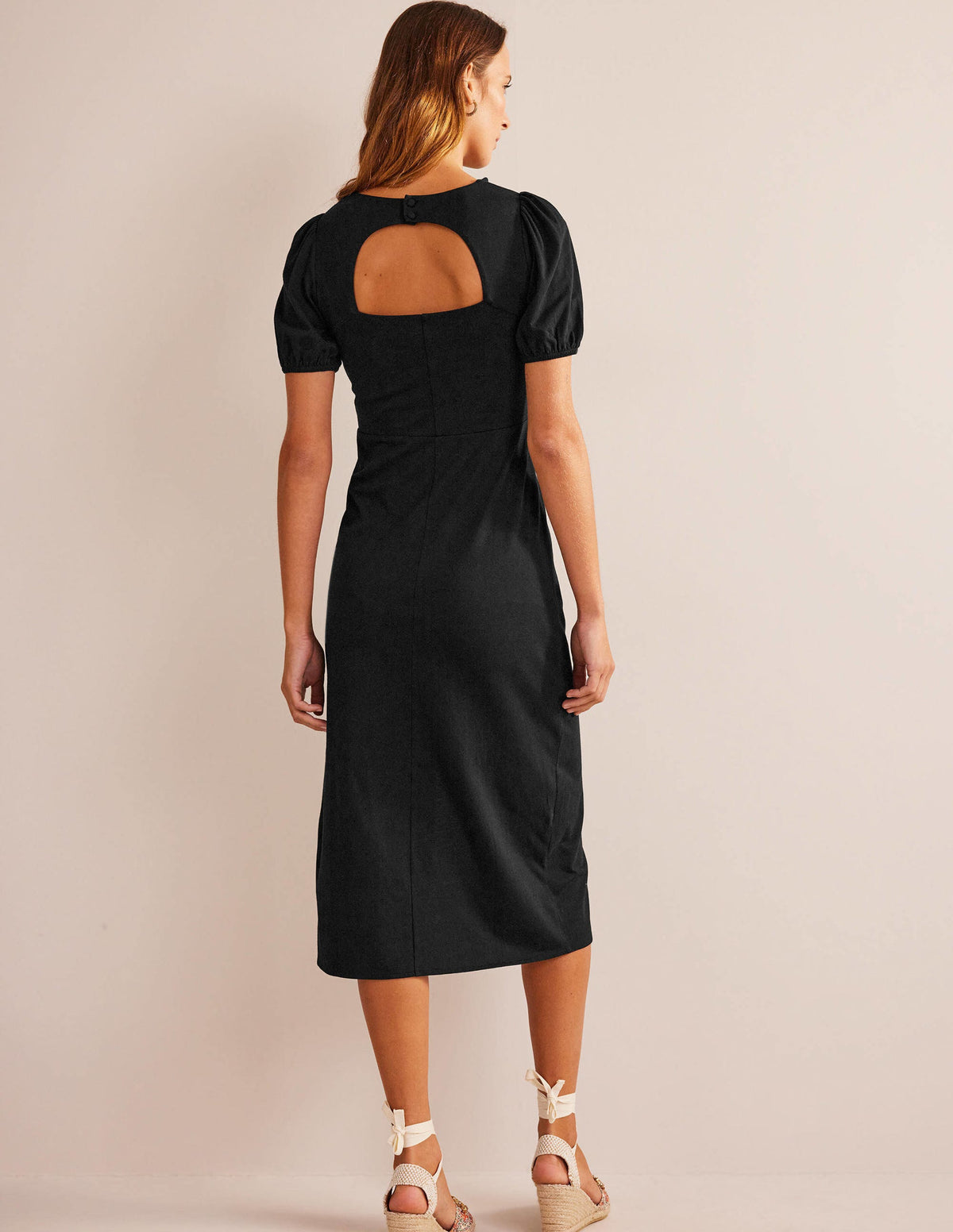 Jersey-Midikleid mit Rückendetail-Schwarz-4