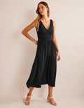 Robe longue sans manches en jersey-Noir