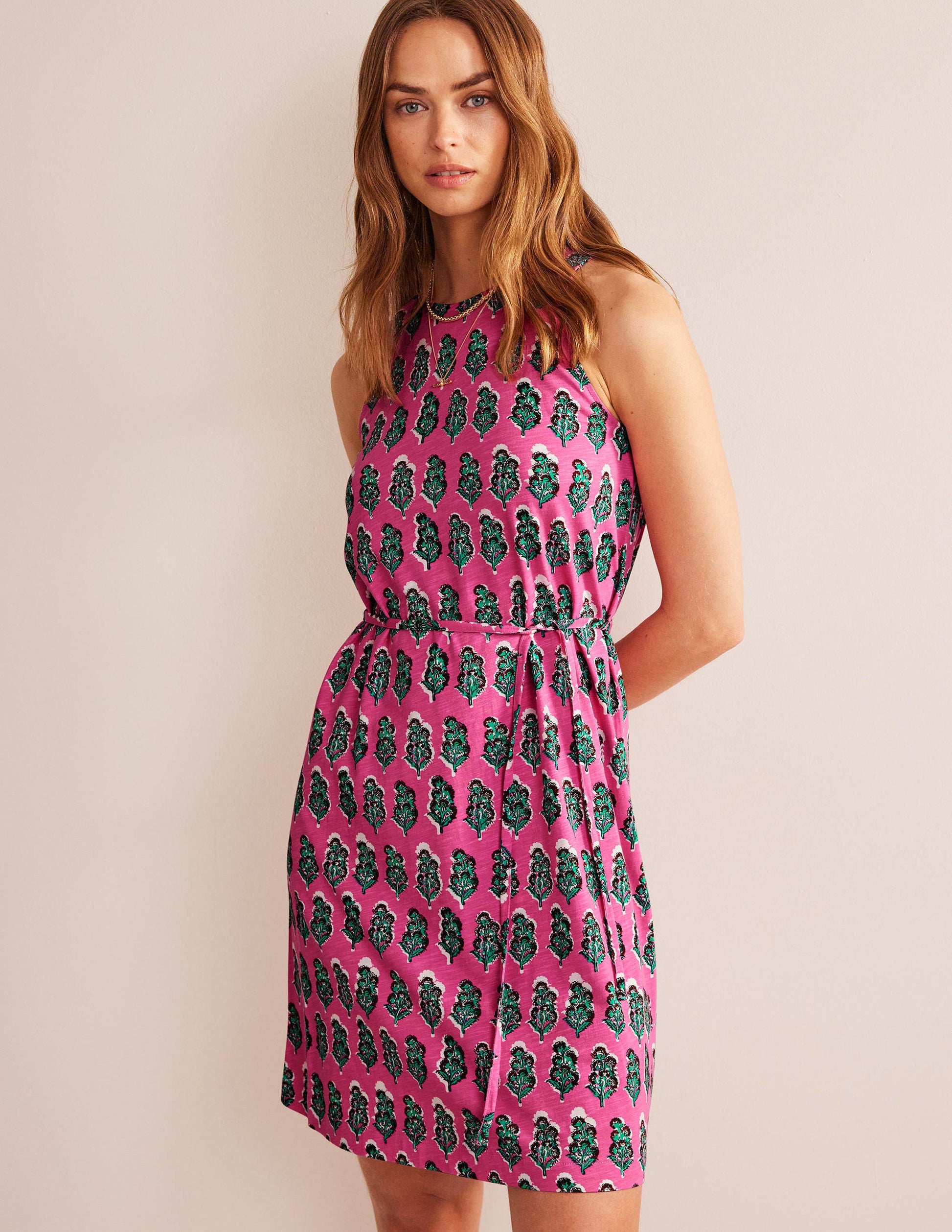 Swing Jersey Dress-Festival Pink, Artisan Bloom-1