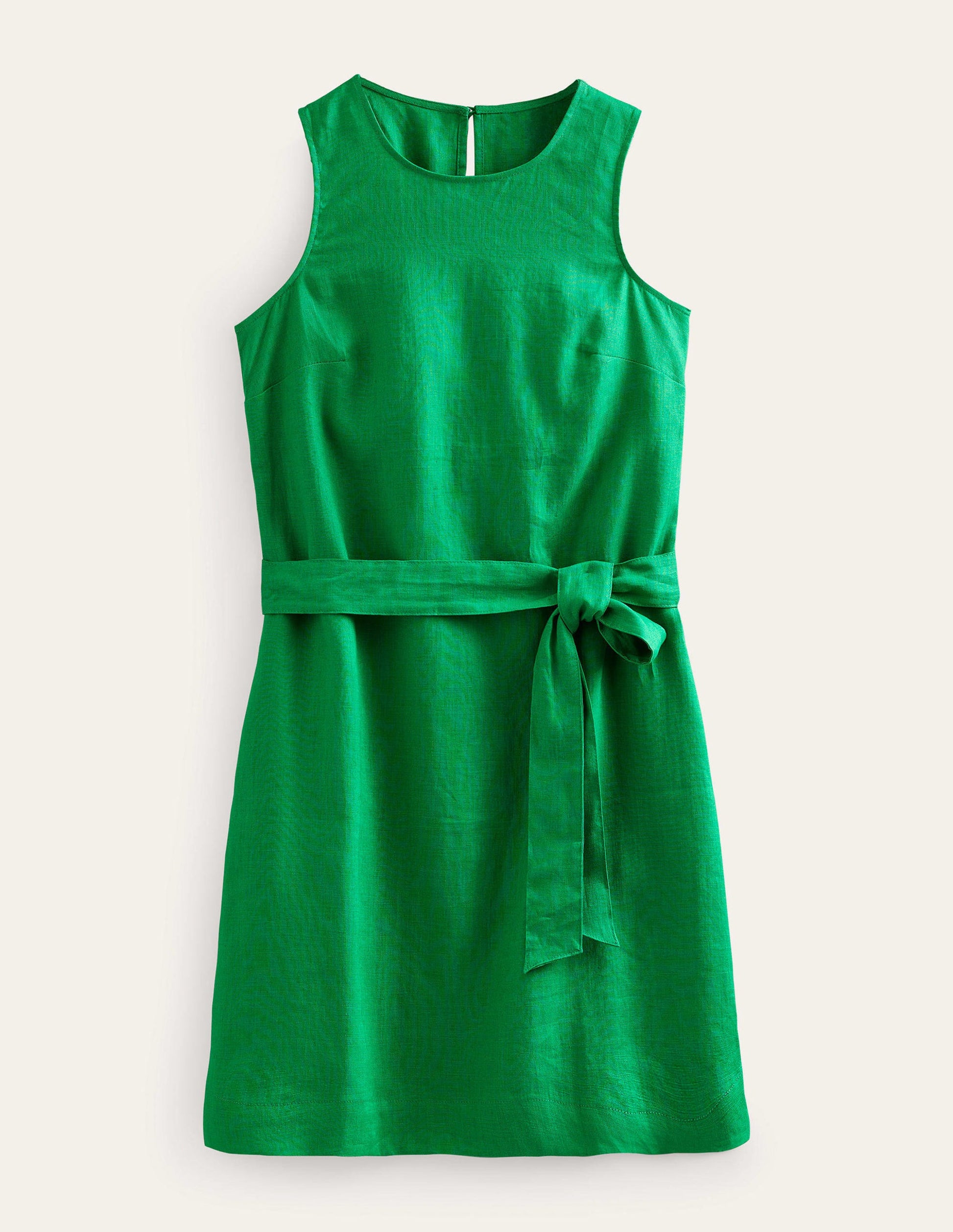 Ärmelloses Leinenkleid-Sattes Smaragdgrün-8