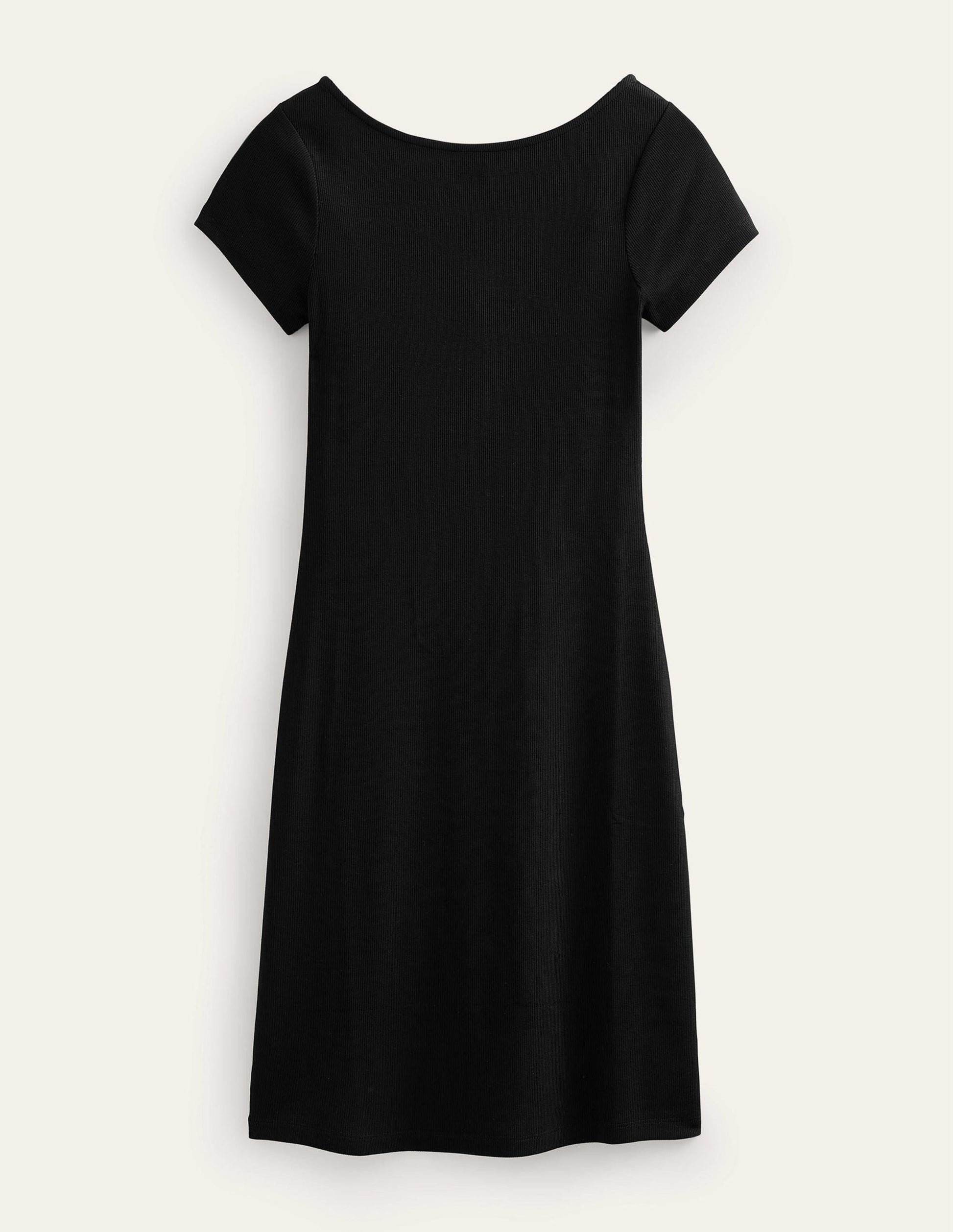 Low-Back Rib Jersey Mini Dress-Black-7