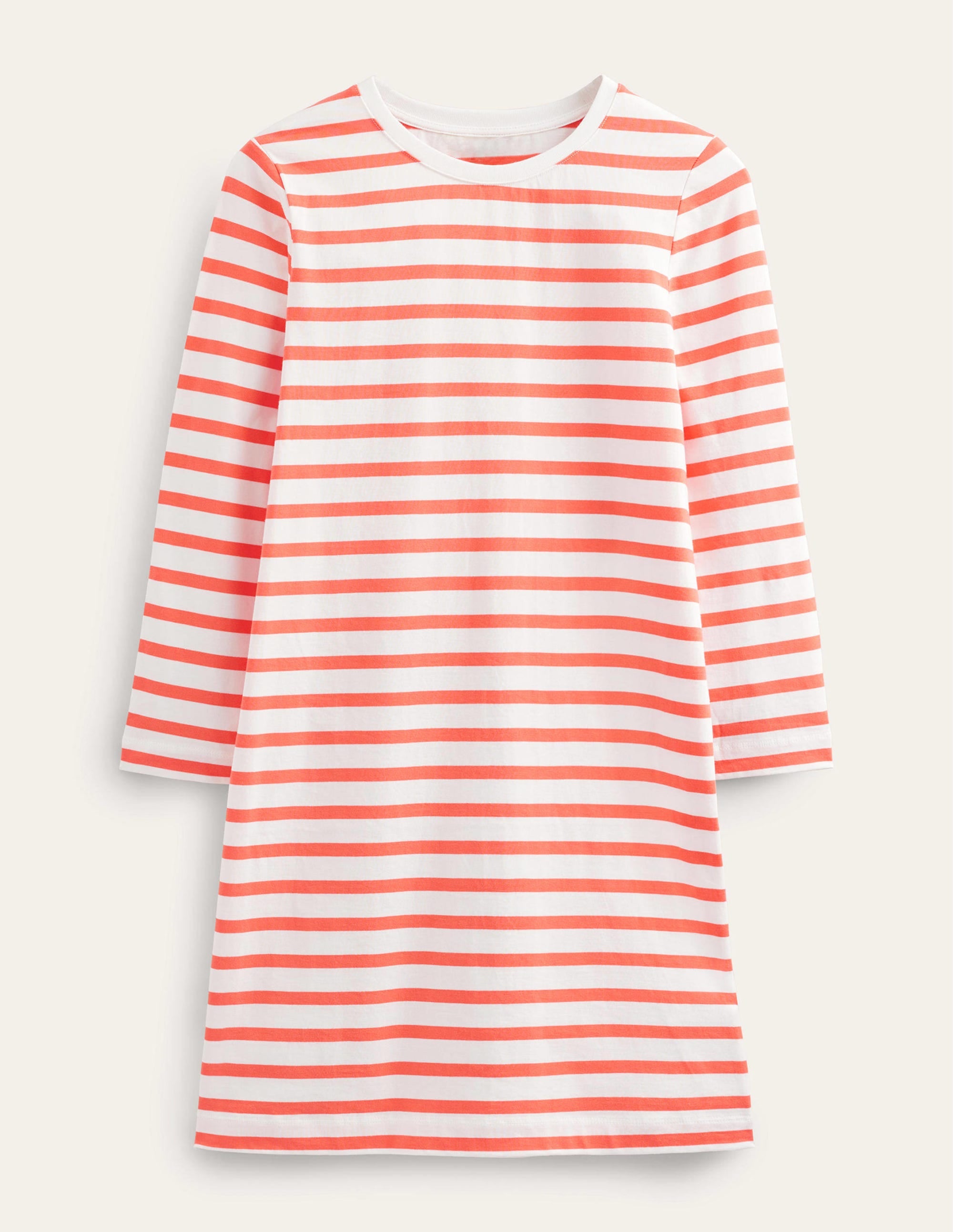 Mini-T-Shirt-Kleid aus Jersey-Naturweiß/Khaki, Gestreift - Image 5
