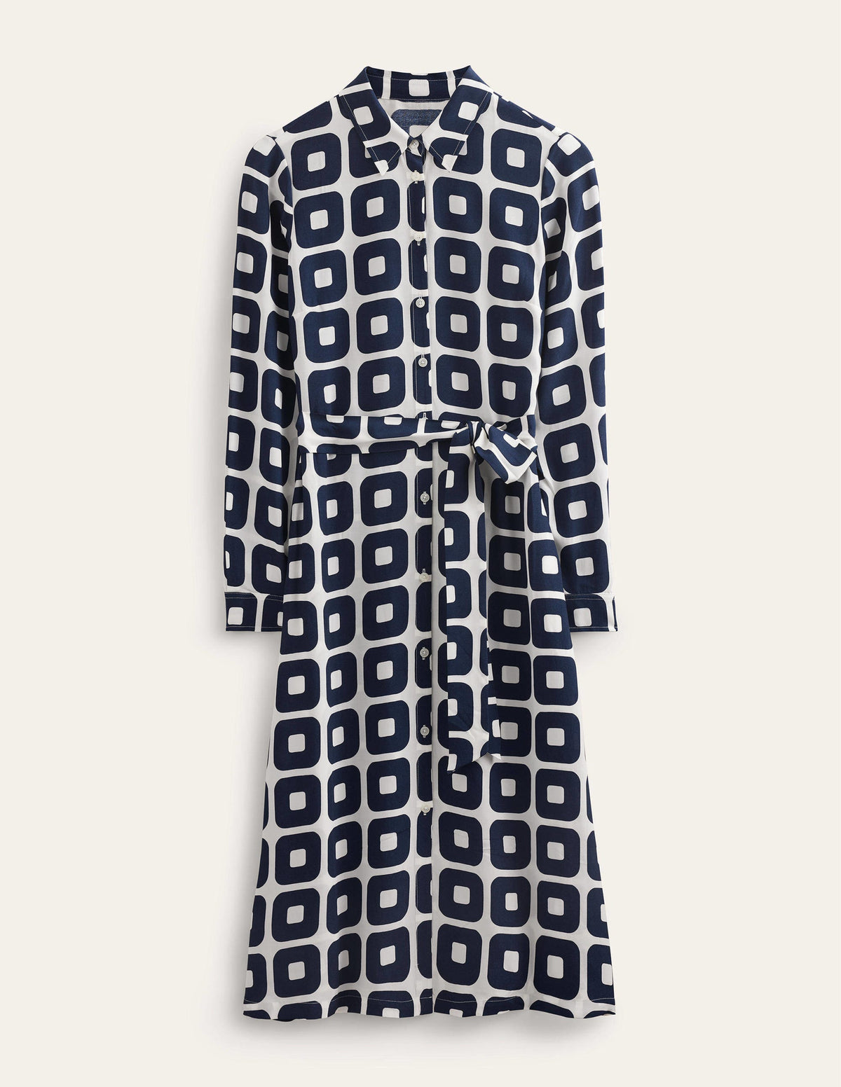 Hemdblusenkleid in Midilänge mit Muster-Französisches Marineblau, kleiner Würfel-5