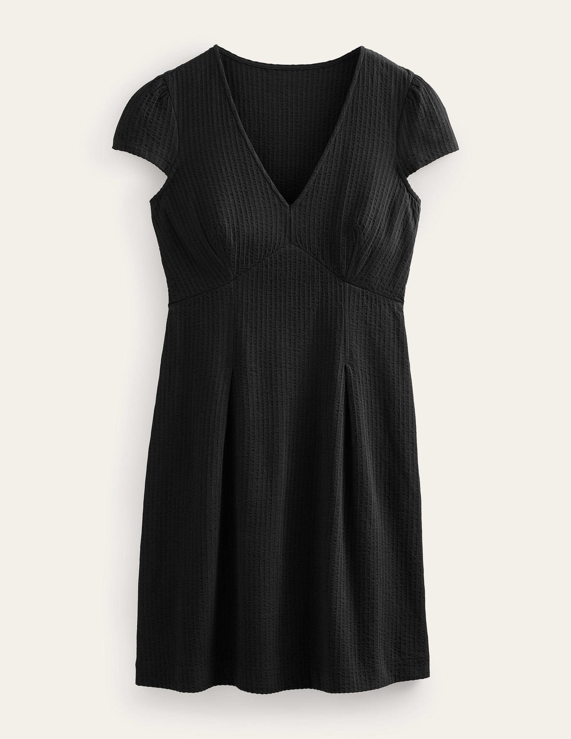 Kleid aus Jersey-Seersucker-Schwarz-4