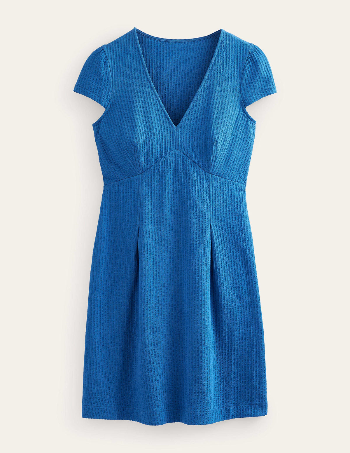 Kleid aus Jersey-Seersucker-Saphirblau-5