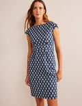 Robe Florrie en jersey-Bleu marine foncé, motif Jasmine Bud