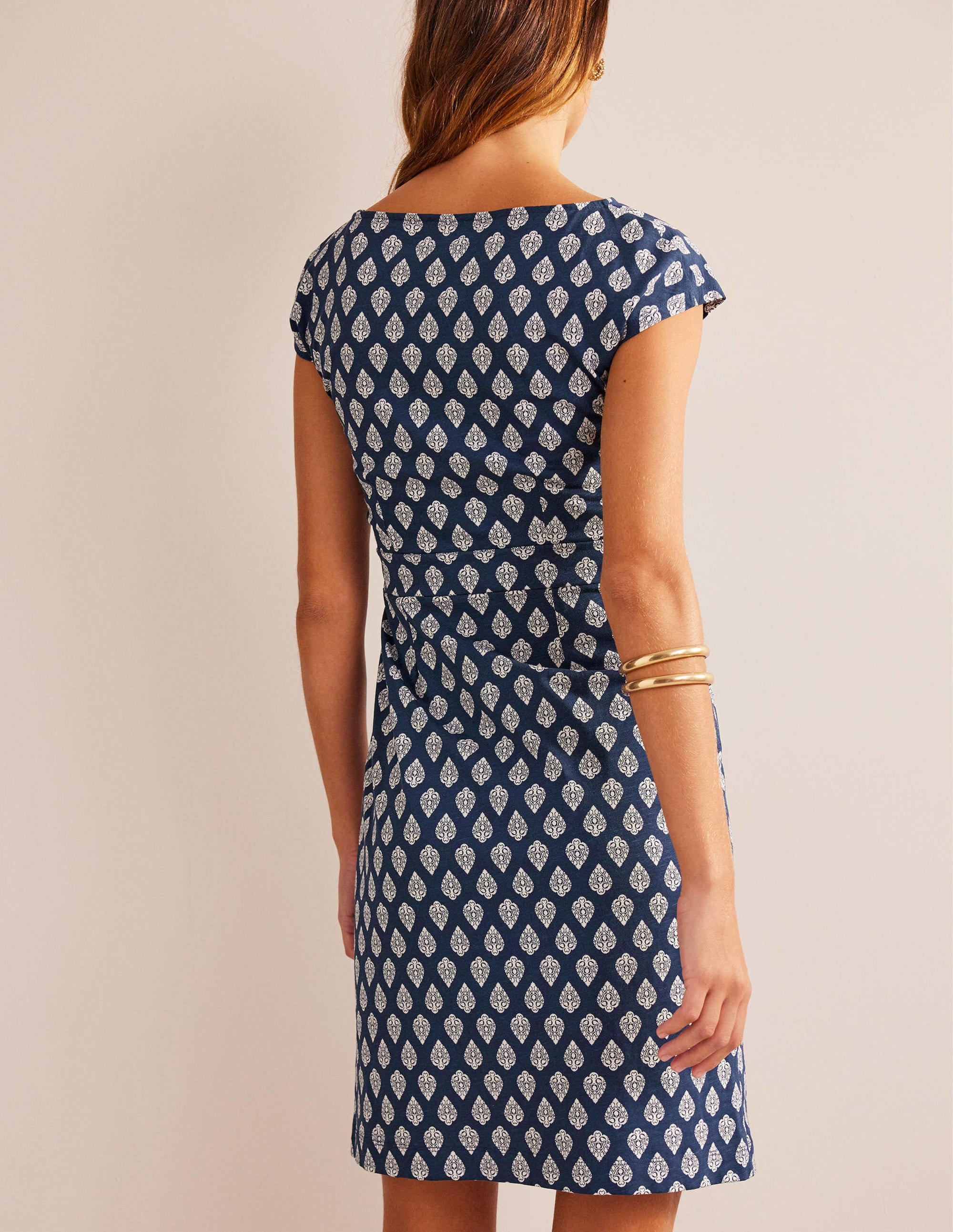 Robe Florrie en jersey-Bleu marine foncé, motif Jasmine Bud - Image 3