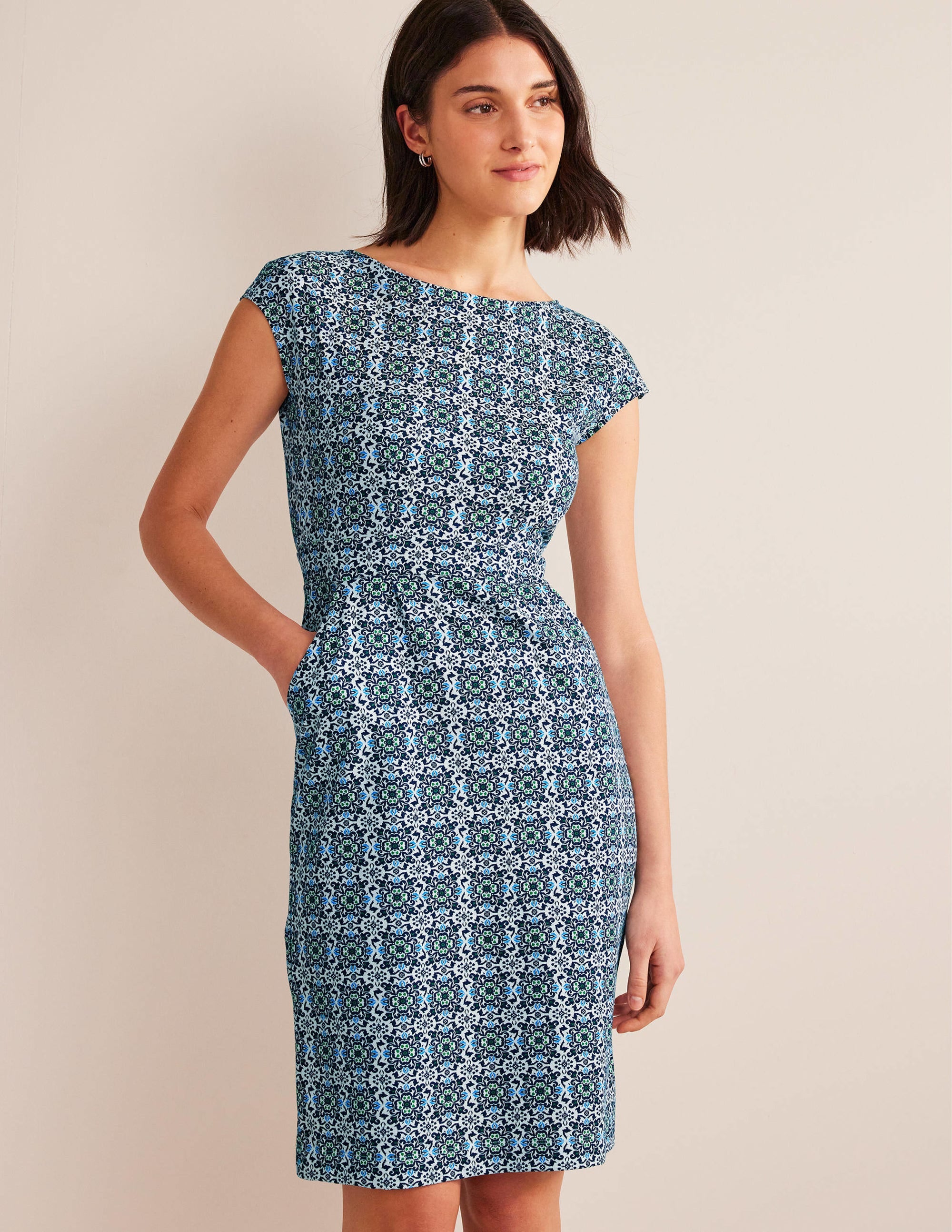 Florrie Jersey Dress-French Navy, Opulent Pome - Image 1
