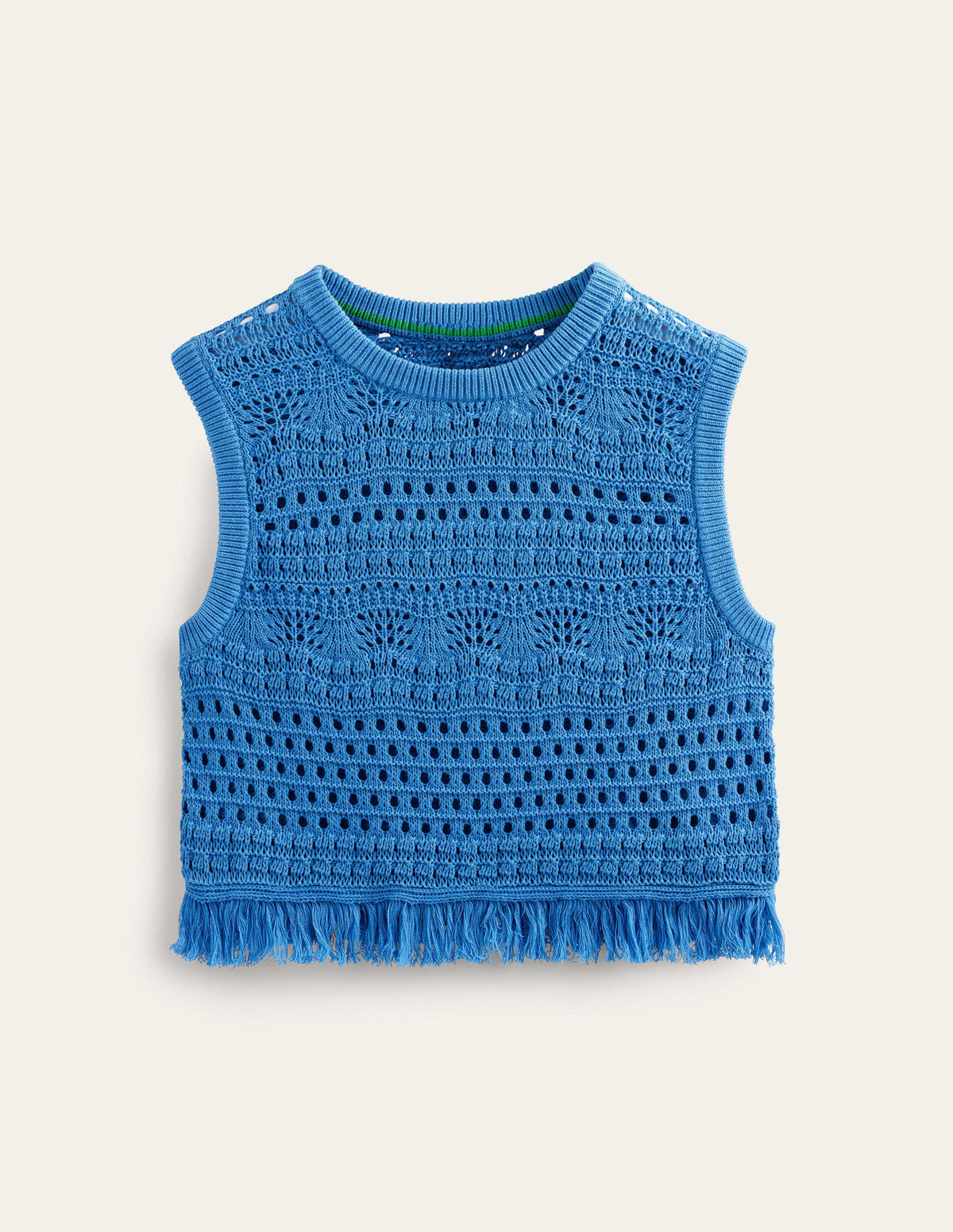 Kurzes Häkeltop mit Fransen-Porzellanblau-5