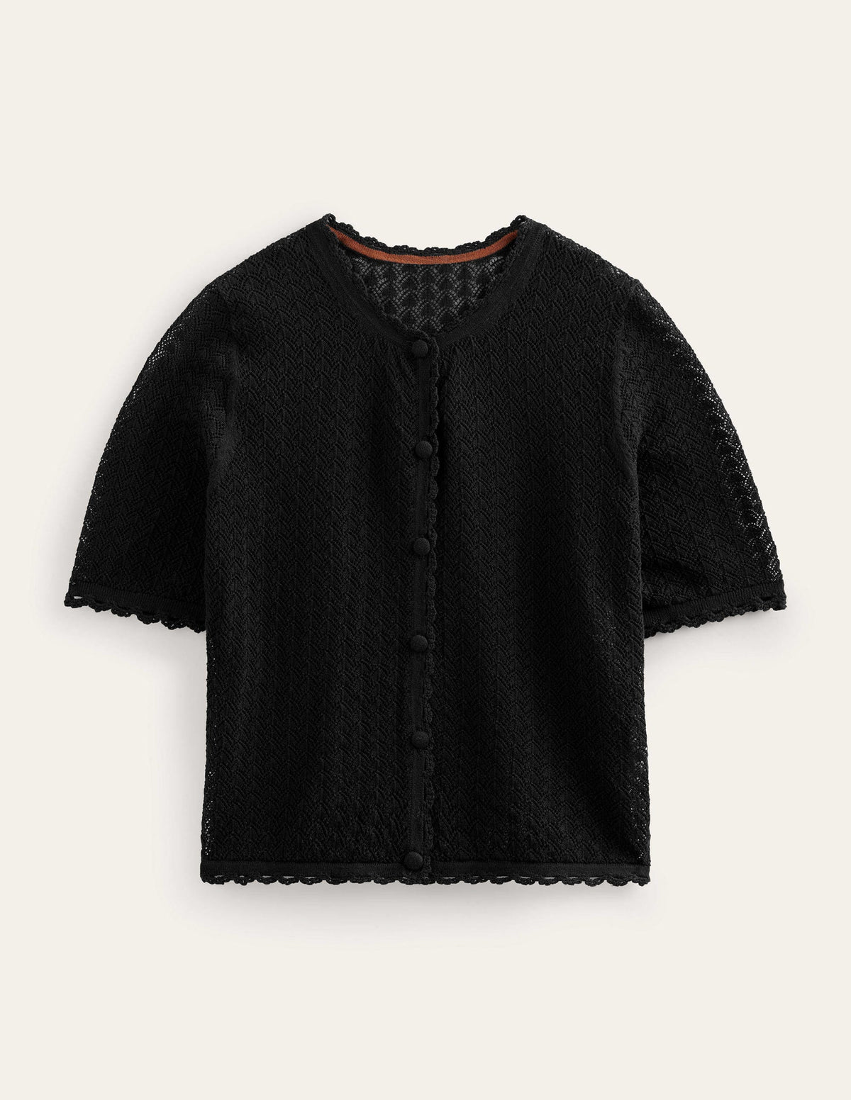 Kurz geschnittener Cardigan mit kurzen Ärmeln-Schwarz - Image 5