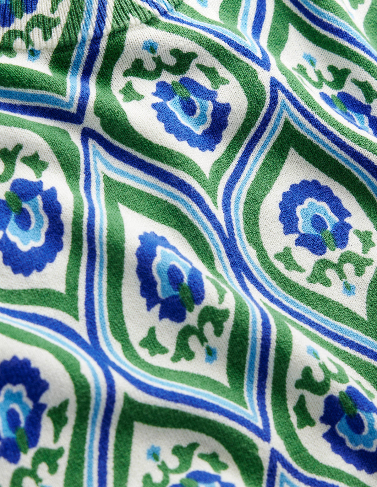 Gemusterter Pullover mit hohem Kragen-Sattes Grün, Geometrisches Kaskadenmuster-6