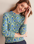 Gemusterter Pullover mit hohem Kragen-Sattes Grün, Geometrisches Kaskadenmuster
