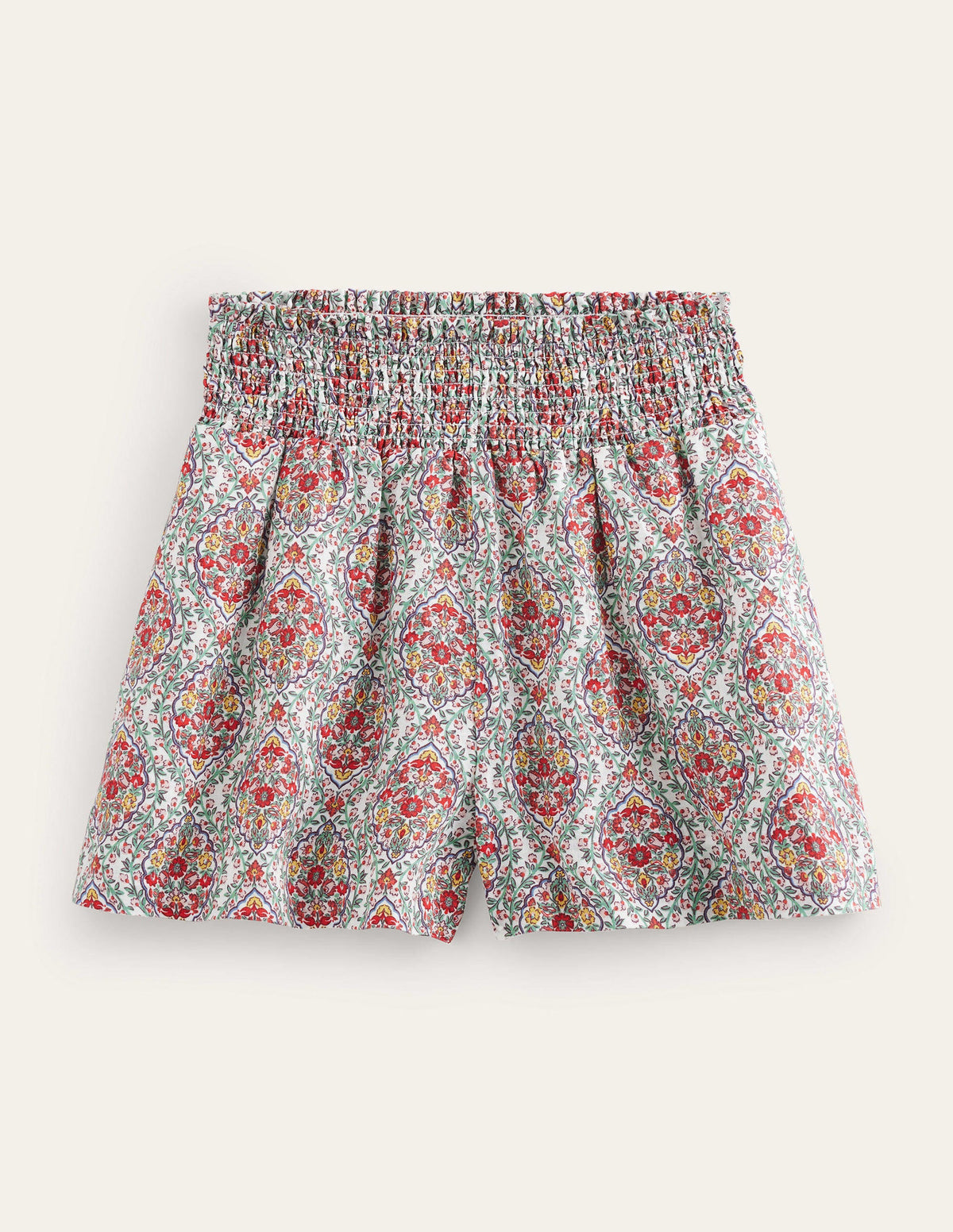 Leinenshorts mit geraffter Taille-Bunt, Weinranken - Image 5
