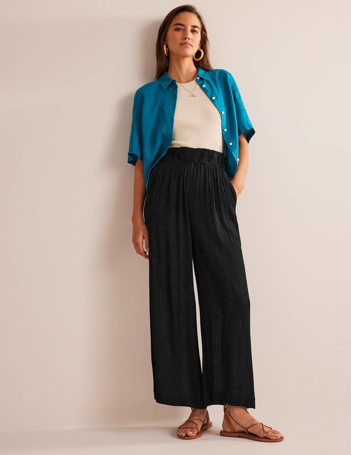 Pantalon de vacances large-Noir-5
