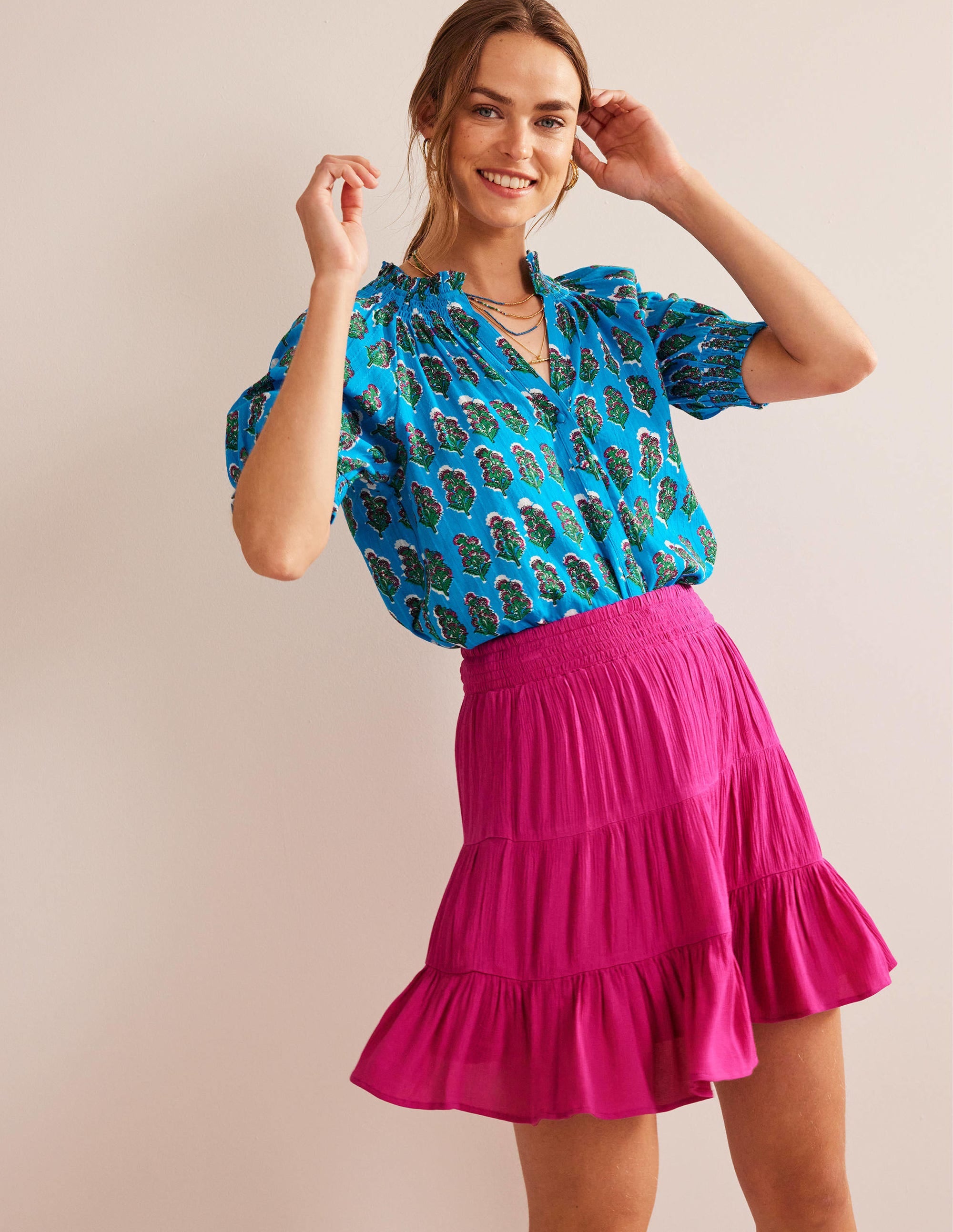 Crinkle Mini Skirt-Phlox Pink - Image 1