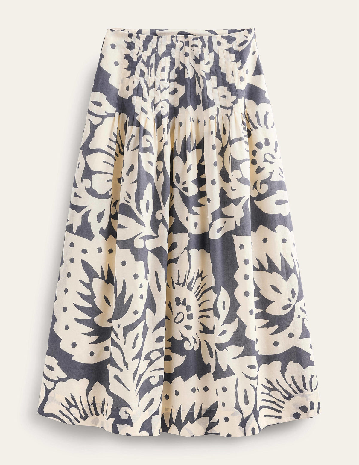 Jupe midi plissée en coton-Saphir, motif Oak Terrace - Image 5
