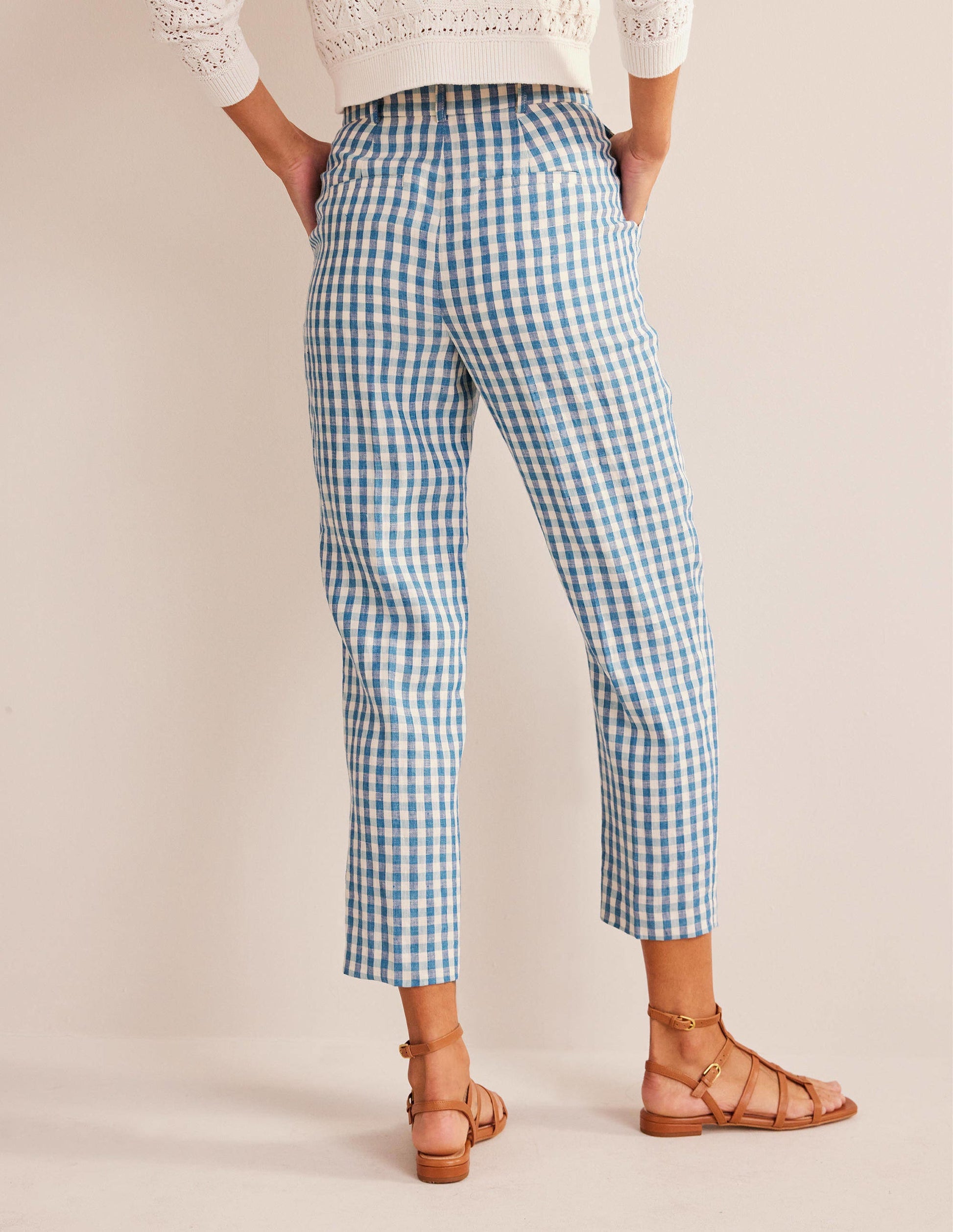 Kew Leinenhose-Kariert-3