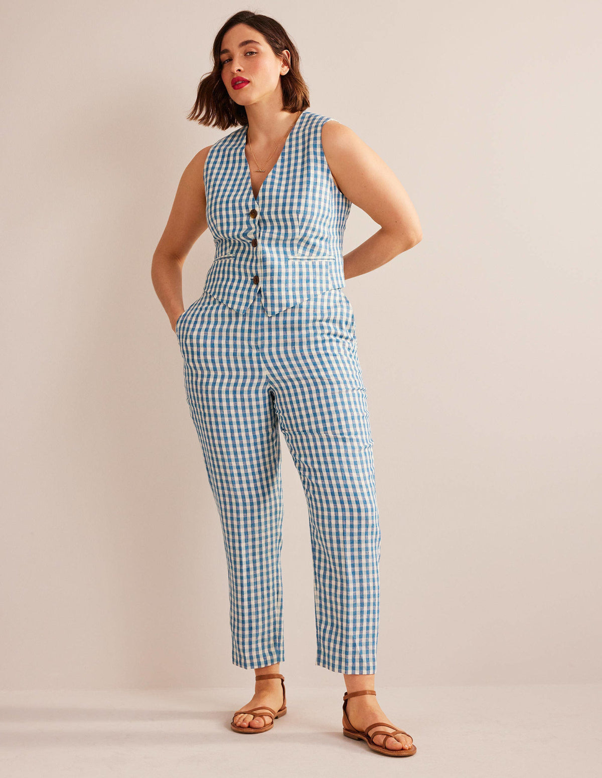 Kew Leinenhose-Kariert-6