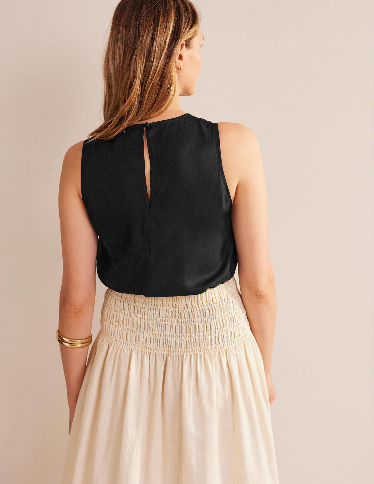 Silk Blend Shell Top-Black-3