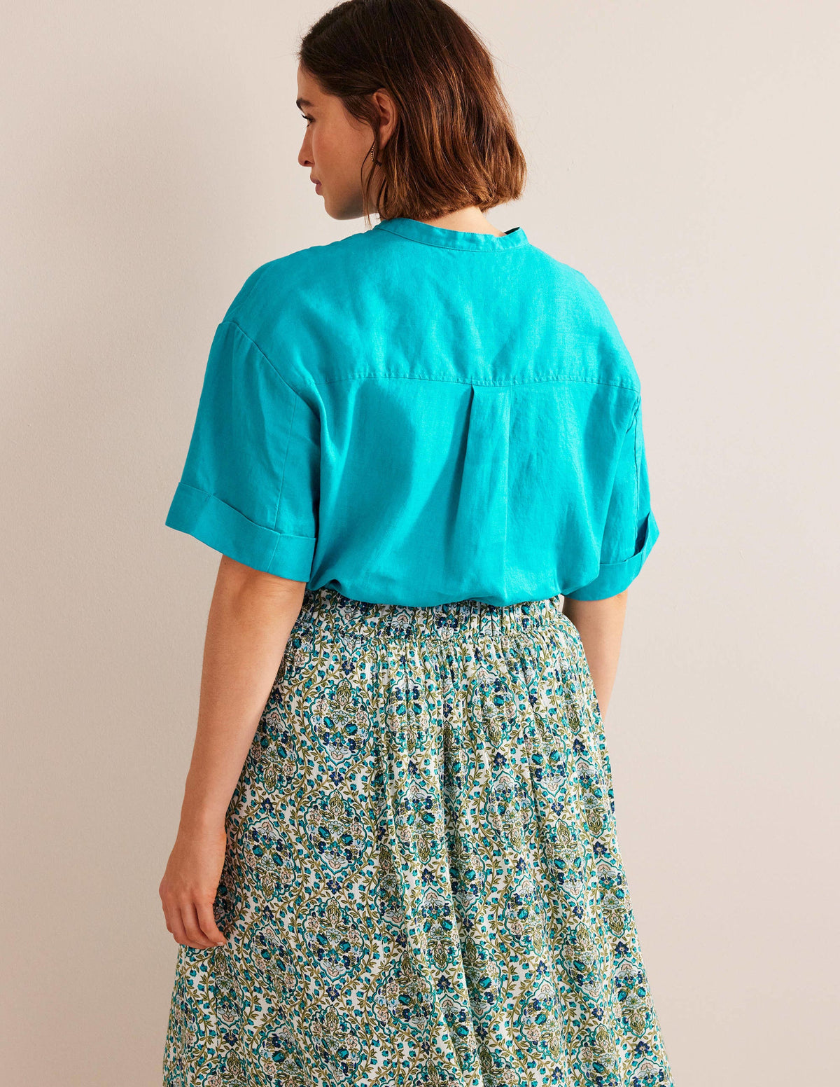 Kimono Sleeve Linen Shirt-Gemstone - Image 6
